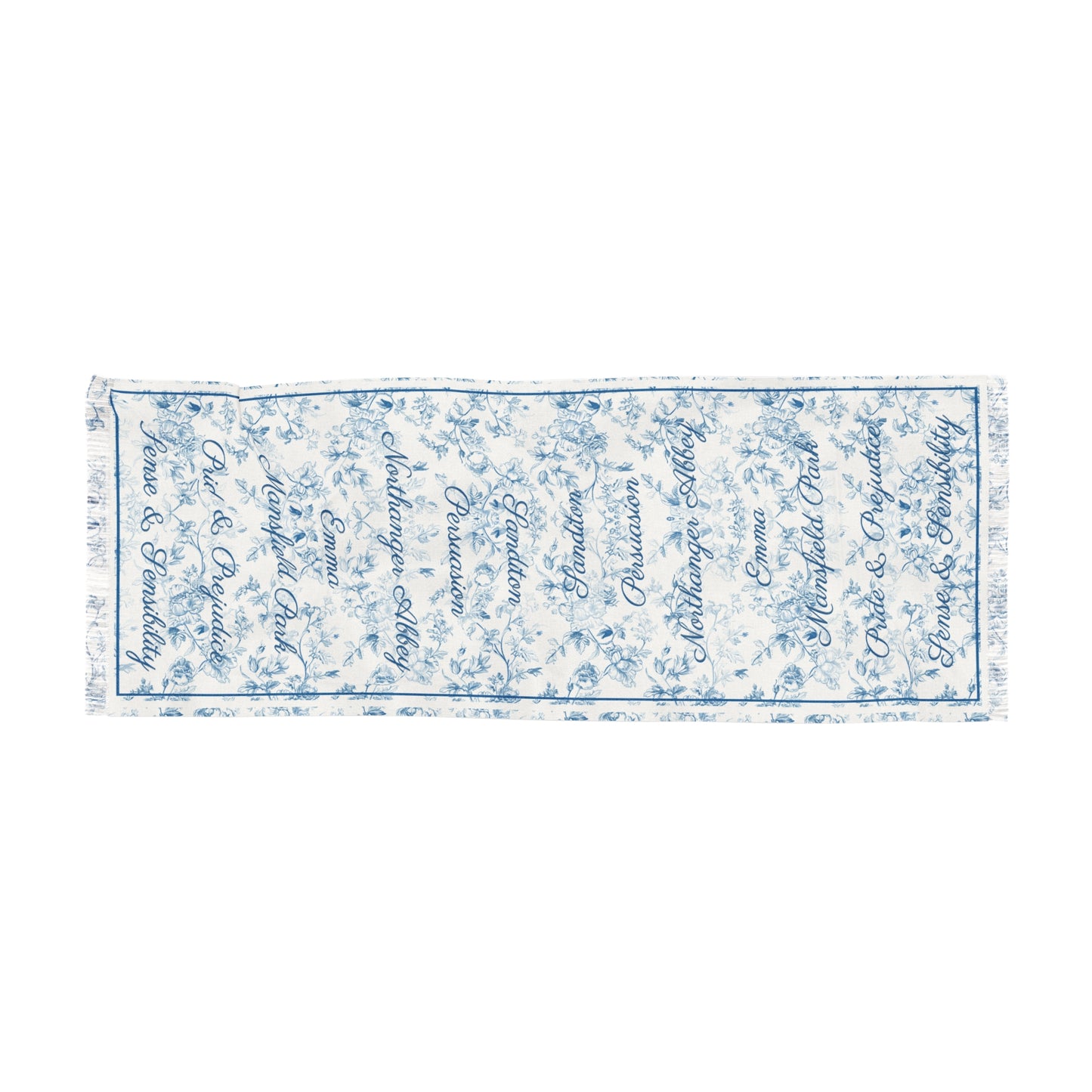 Jane Austen Toile Scarf Book Lover Gift Literary Neck Wrap Pride and Prejudice Fan Sense and Sensibility Emma Regency Gift For Mom BFF All Over Prints Printify 27" × 71''