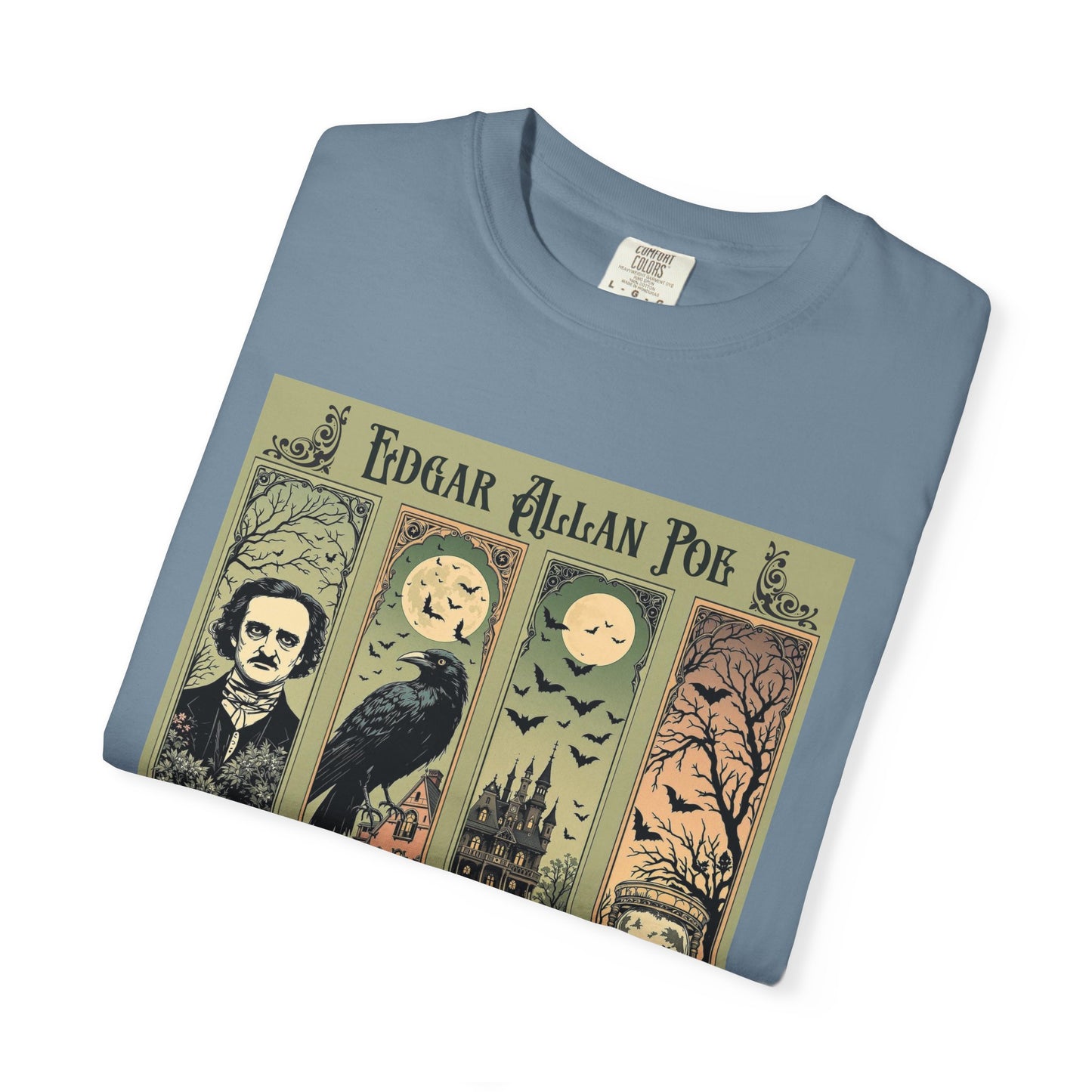 Edgar Allan Poe T-Shirt Gothic Graphic Tee The Raven Nevermore Quote Horror Literature Shirt Dark Academia Aesthetic Halloween Party Gift