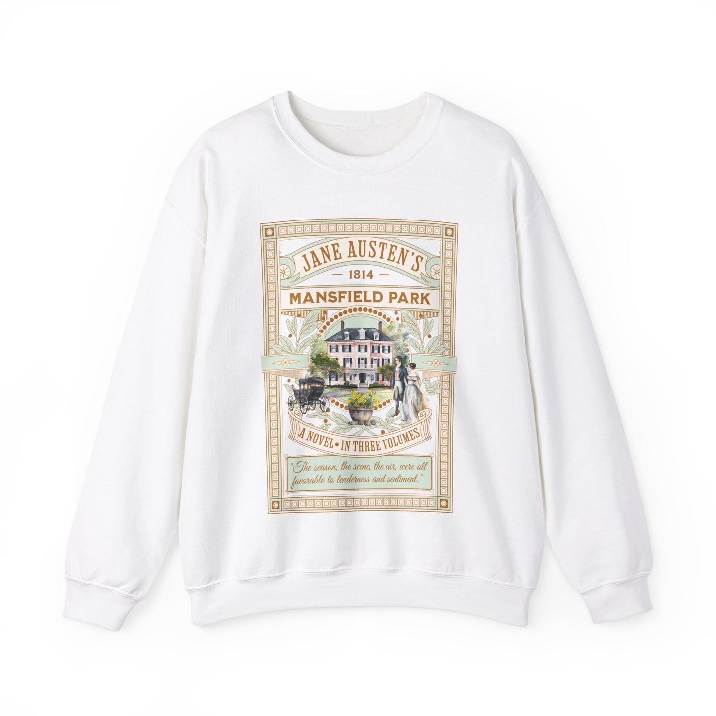 Jane Austen Sweatshirt, Mansfield Park Historical Romance Sweater, Bookish Literary Jane Austen Fan Art Gift, Gift for Her, Readers, Sweatshirt Printify S White