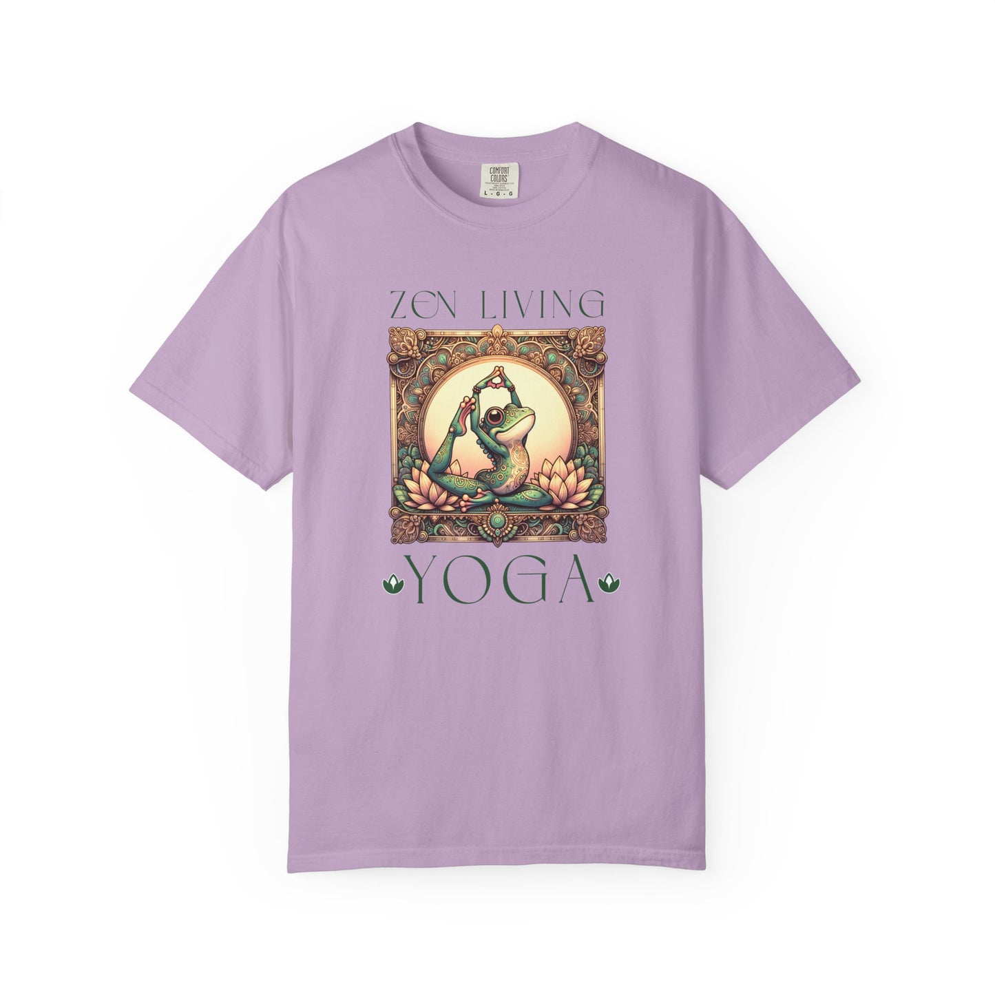 Green Yoga Frog Zen Living Unisex T-Shirt, Casual Wear, Highlander Fan Gift, T-Shirt Printify Orchid S
