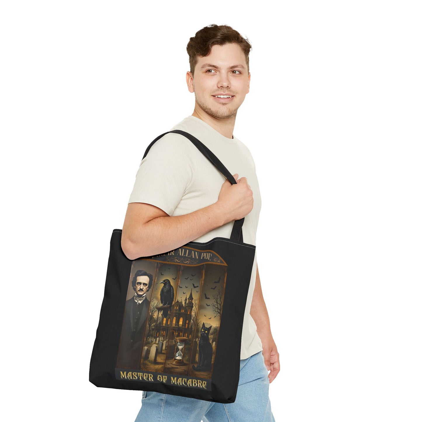 Edgar Allan Poe Tote Bag Gothic Literary Gift for Book Lover Dark Academia Macabre Accessory Halloween Tote Fall School Bag for Poetember Bags Printify