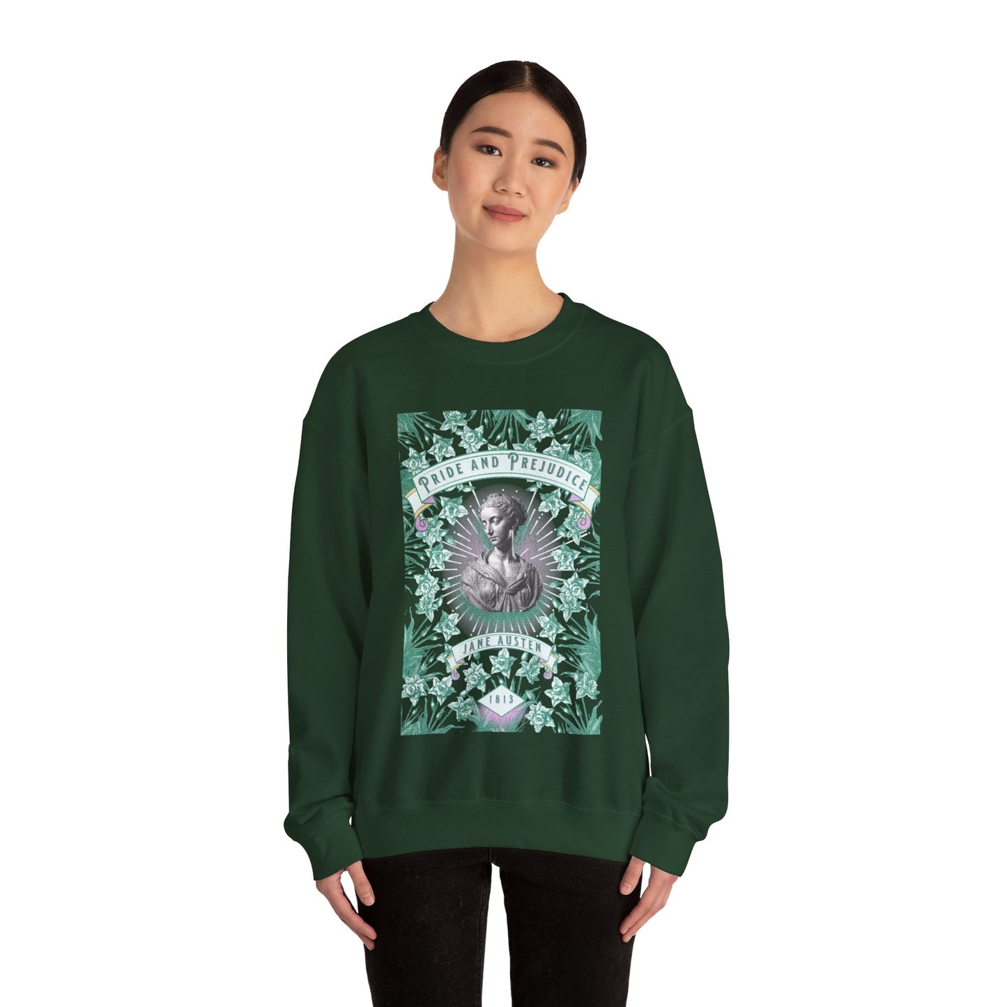 Jane Austen Sweatshirt, Pride & Prejudice Historical Romance Sweater, Bookish Literary Jane Austen Fan Art Gift, Gift for Her, Readers, Sweatshirt Printify