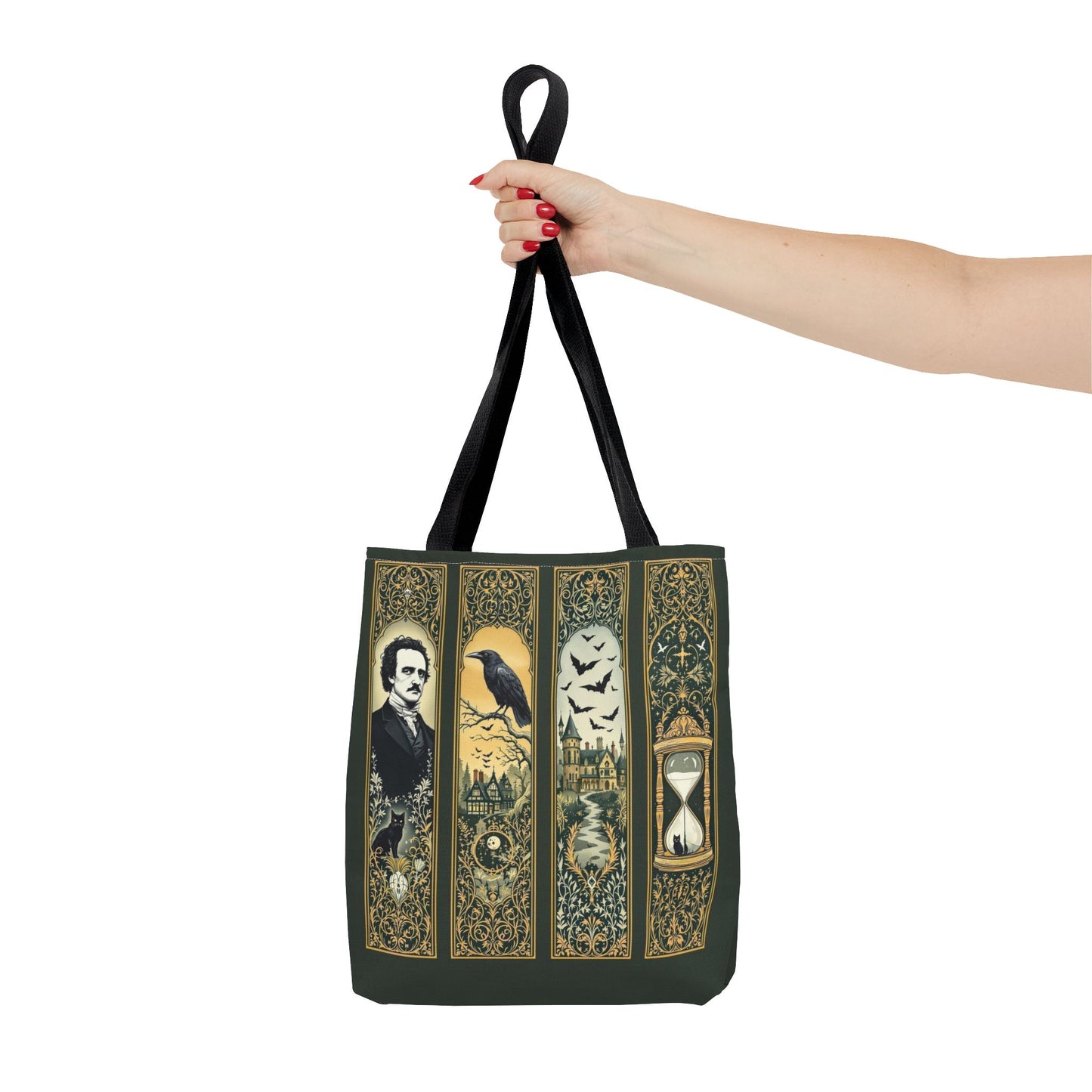Edgar Allan Poe Tote Bag Gothic Literary Gift for Book Lover Dark Academia Macabre Accessory Halloween Tote Fall School Bag for Poetember Bags Printify