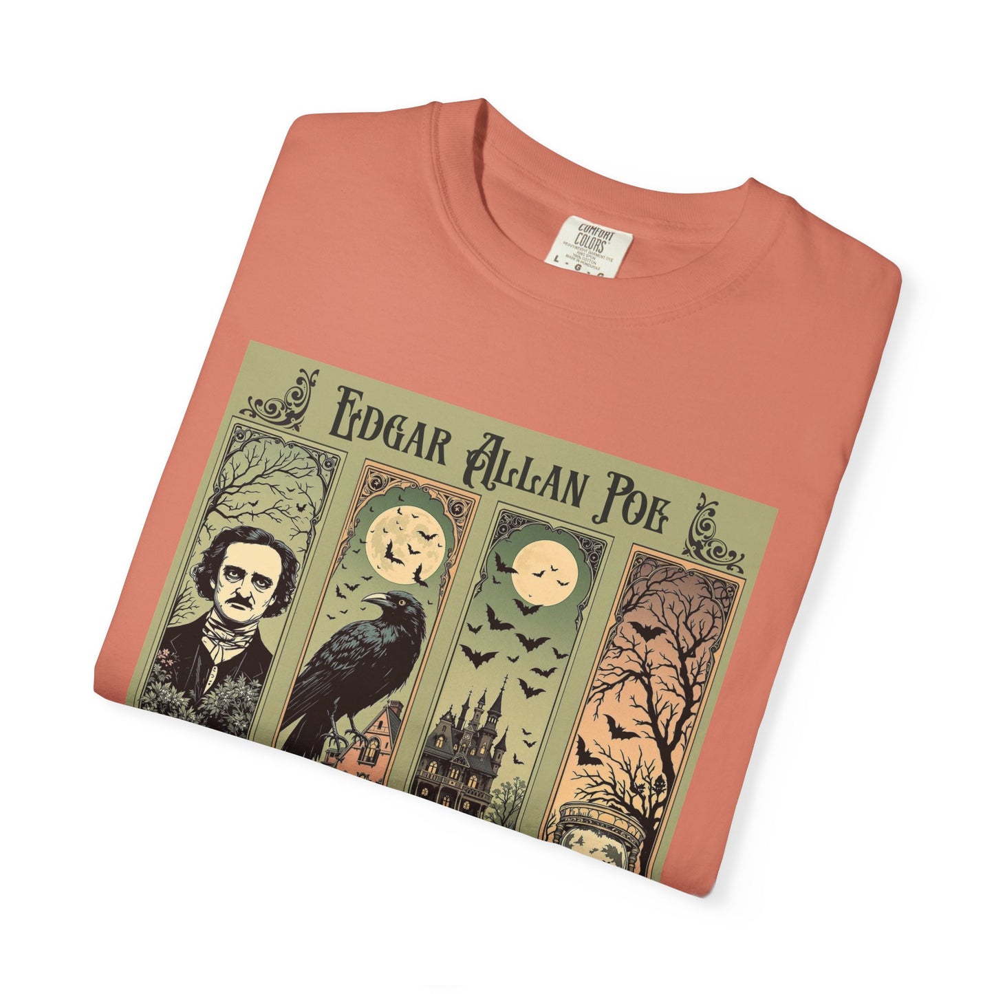 Edgar Allan Poe T-Shirt Gothic Graphic Tee The Raven Nevermore Quote Horror Literature Shirt Dark Academia Aesthetic Halloween Party Gift T-Shirt Printify