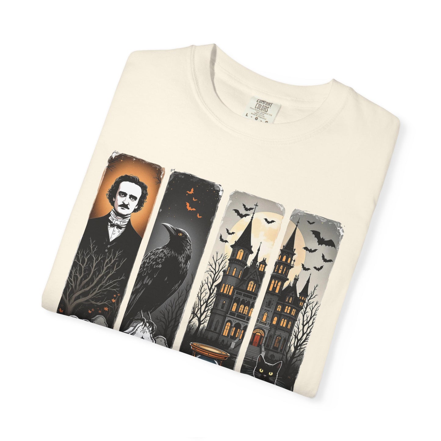Edgar Allan Poe T-Shirt Gothic Graphic Tee The Raven Nevermore Quote Horror Literature Shirt Dark Academia Aesthetic Halloween Party Gift T-Shirt Printify