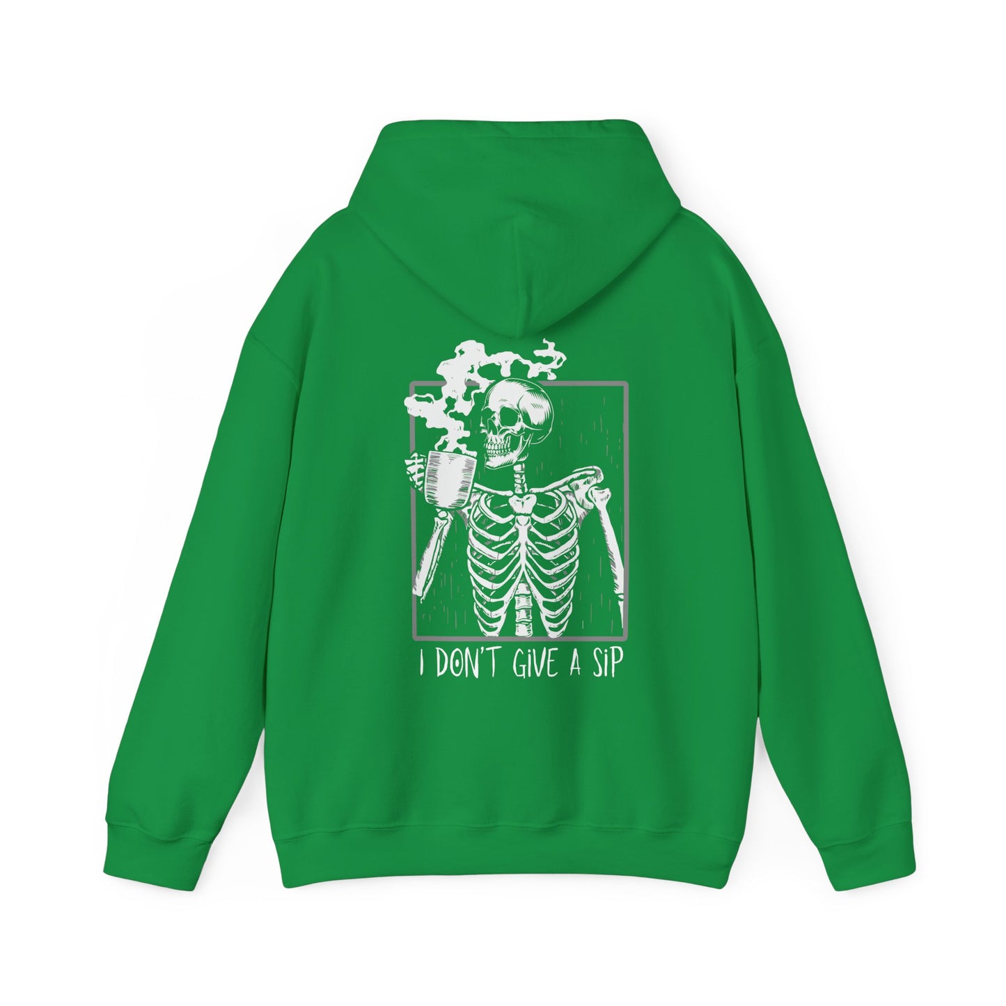 Halloween Skeleton Hoodie, Funny Coffee Drinking Skeleton, Spooky Season Sweater, Trick or Treating Shirt, Warm Halloween Party Hoodie Hoodie Printify