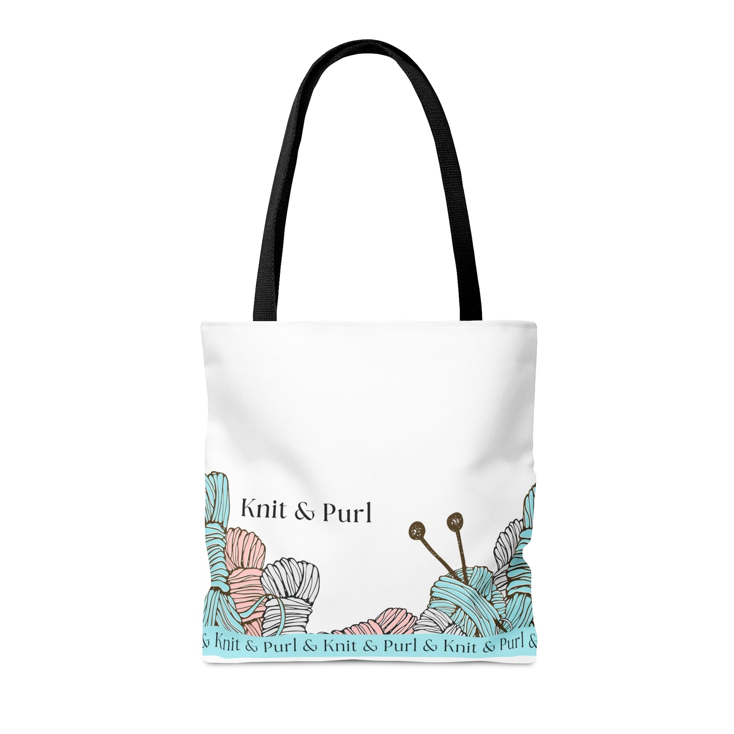 Knit & Purl Tote Bag, Crafter Bag, Yarn Storage Bag, Knitting Project Bag, Crochet Project Bag, Craft Project Tote Bag Bags Printify