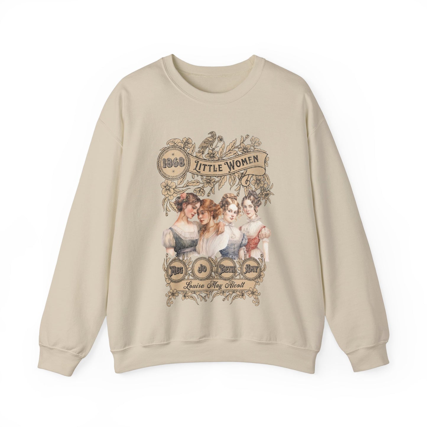 Little Women Sweatshirt, Louisa May Alcott Historical Romance Sweater, Bookish Literary Fan Art Gift, Gift for Her, Bookclub Crewneck Shirt Sweatshirt Printify S Sand