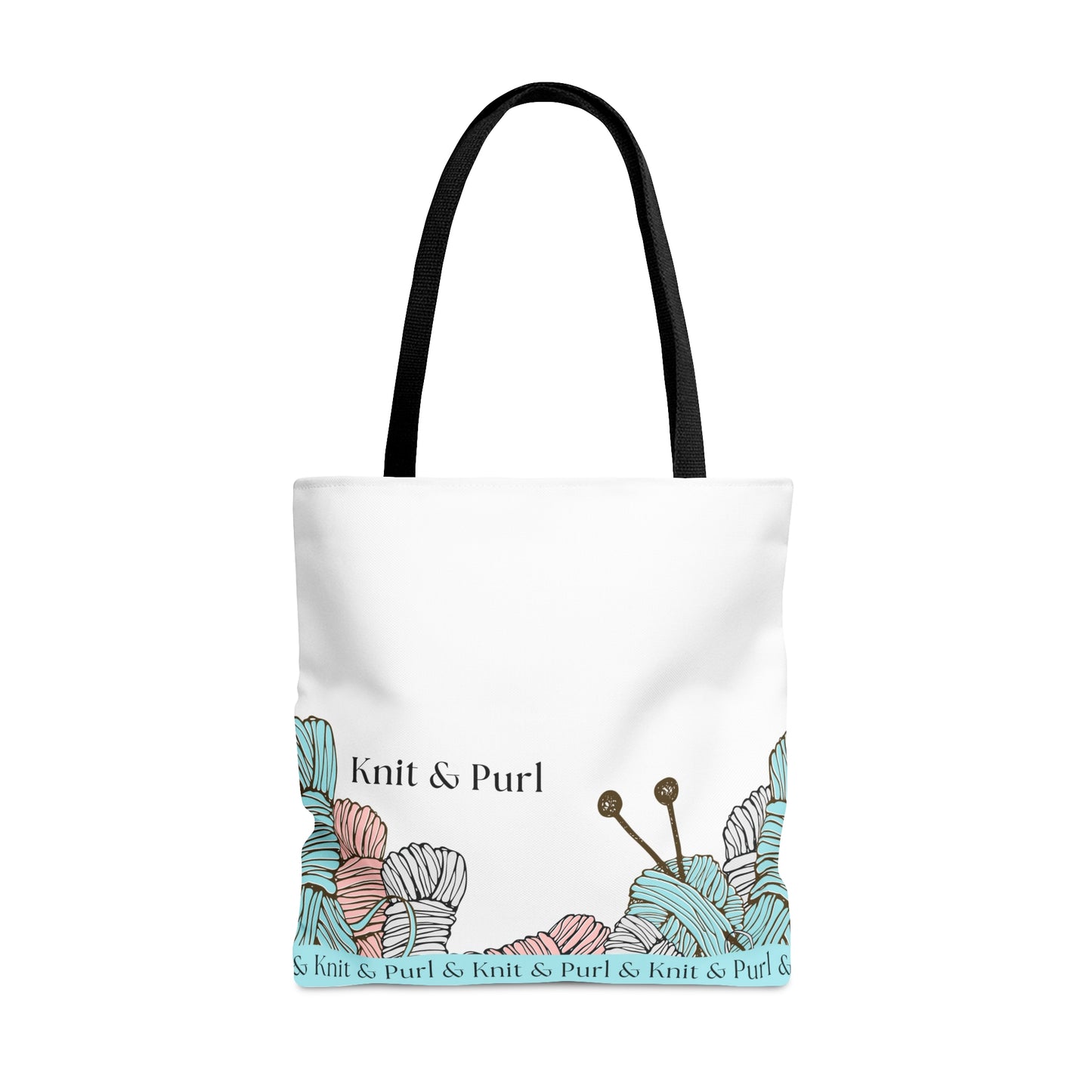 Knit & Purl Tote Bag, Crafter Bag, Yarn Storage Bag, Knitting Project Bag, Crochet Project Bag, Craft Project Tote Bag Bags Printify Large