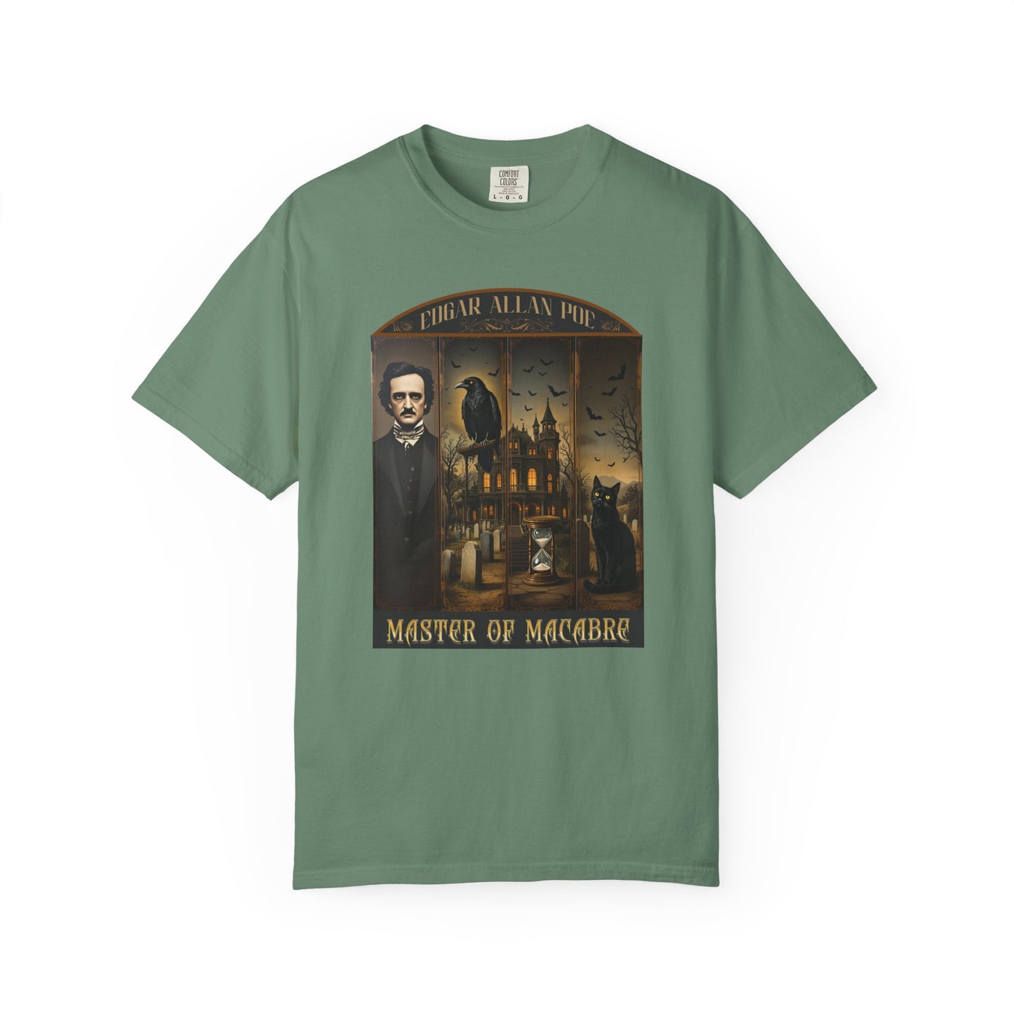 Edgar Allan Poe T-Shirt Gothic Graphic Tee The Raven Nevermore Quote Horror Literature Shirt Dark Academia Aesthetic Halloween Party Gift T-Shirt Printify Light Green S