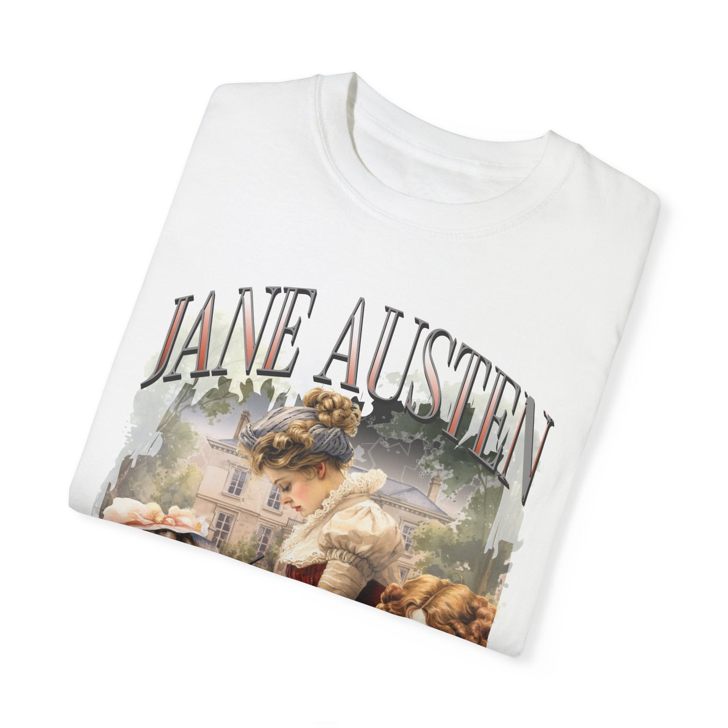 Retro Jane Austen Unisex Garment-Dyed T-shirt T-Shirt Printify