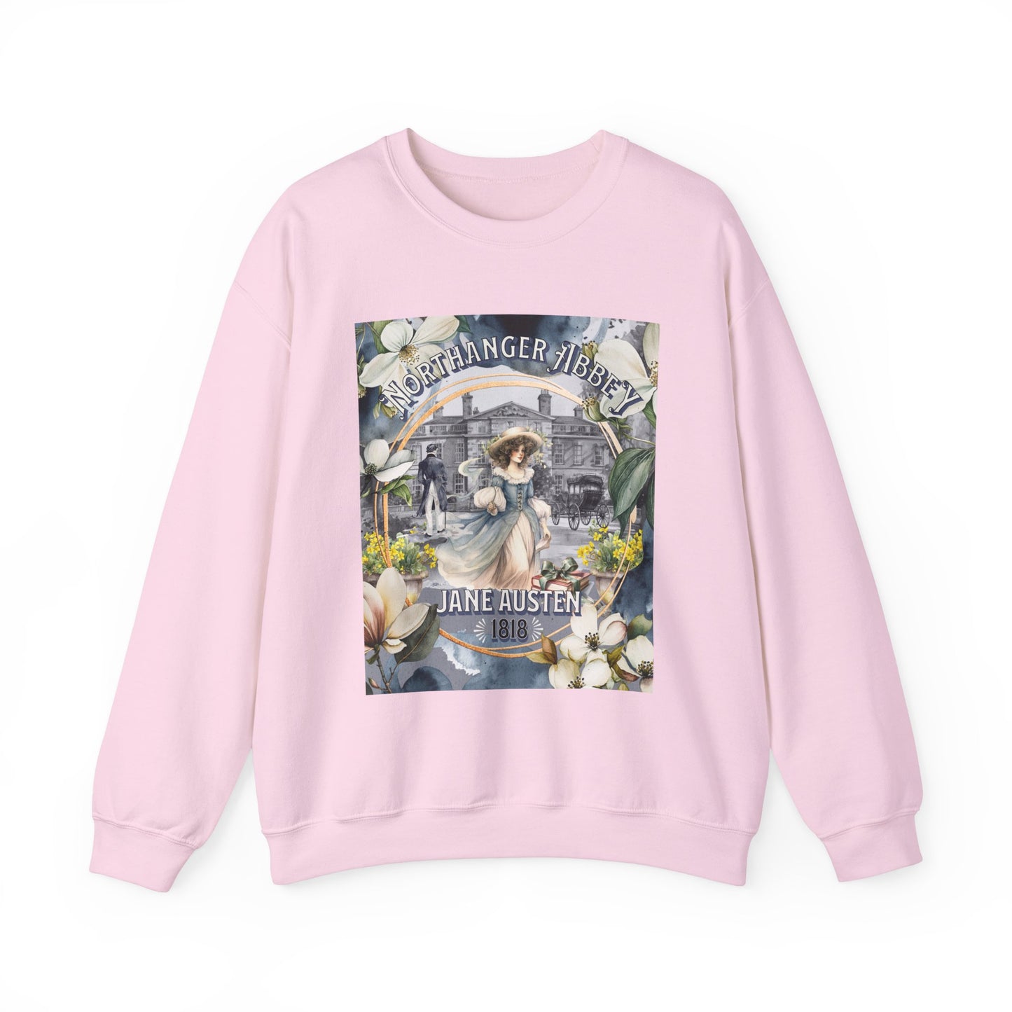 Jane Austen Sweatshirt, Northanger Abbey Historical Romance Sweater, Bookish Literary Jane Austen Fan Art Gift, Gift for Her, Bookclub Shirt Sweatshirt Printify S Light Pink