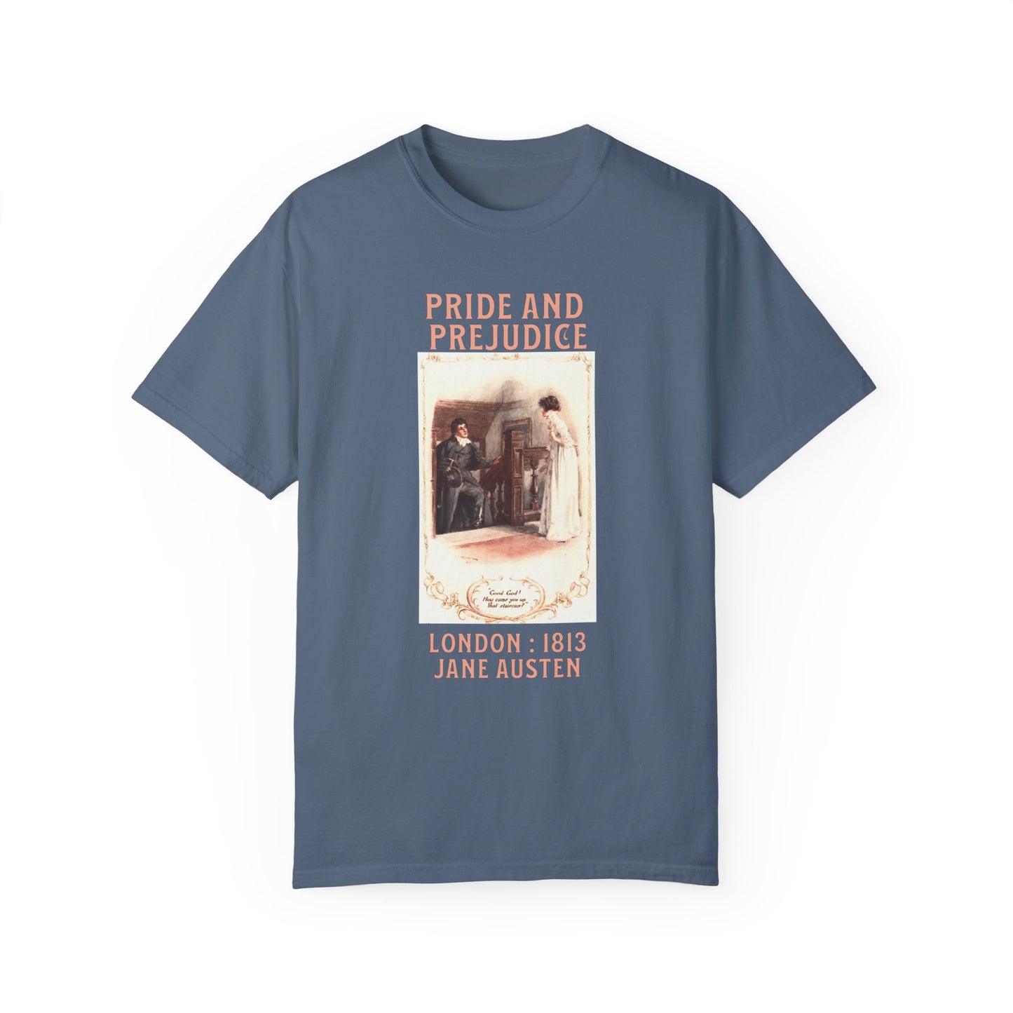 Jane Austen Comfort Colors TShirt, Pride & Prejudice Historical Romance, Bookish Literary Jane Austen Fan Art, Gift for Her Bookclub Tee T-Shirt Printify Blue Jean S
