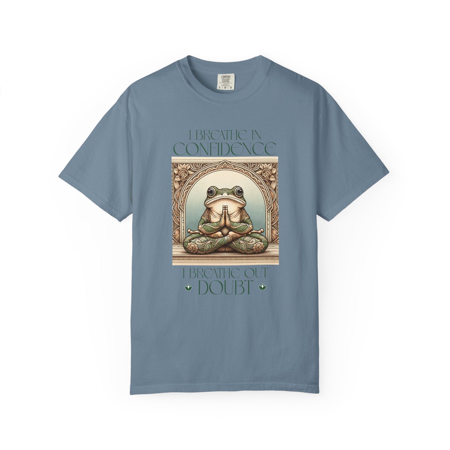 Green Yoga Frog Shirt I Breathe In Confidence And I Breathe Out Doubt Unisex T-Shirt, Casual Wear, Highlander Fan Gift, T-Shirt Printify Ice Blue S