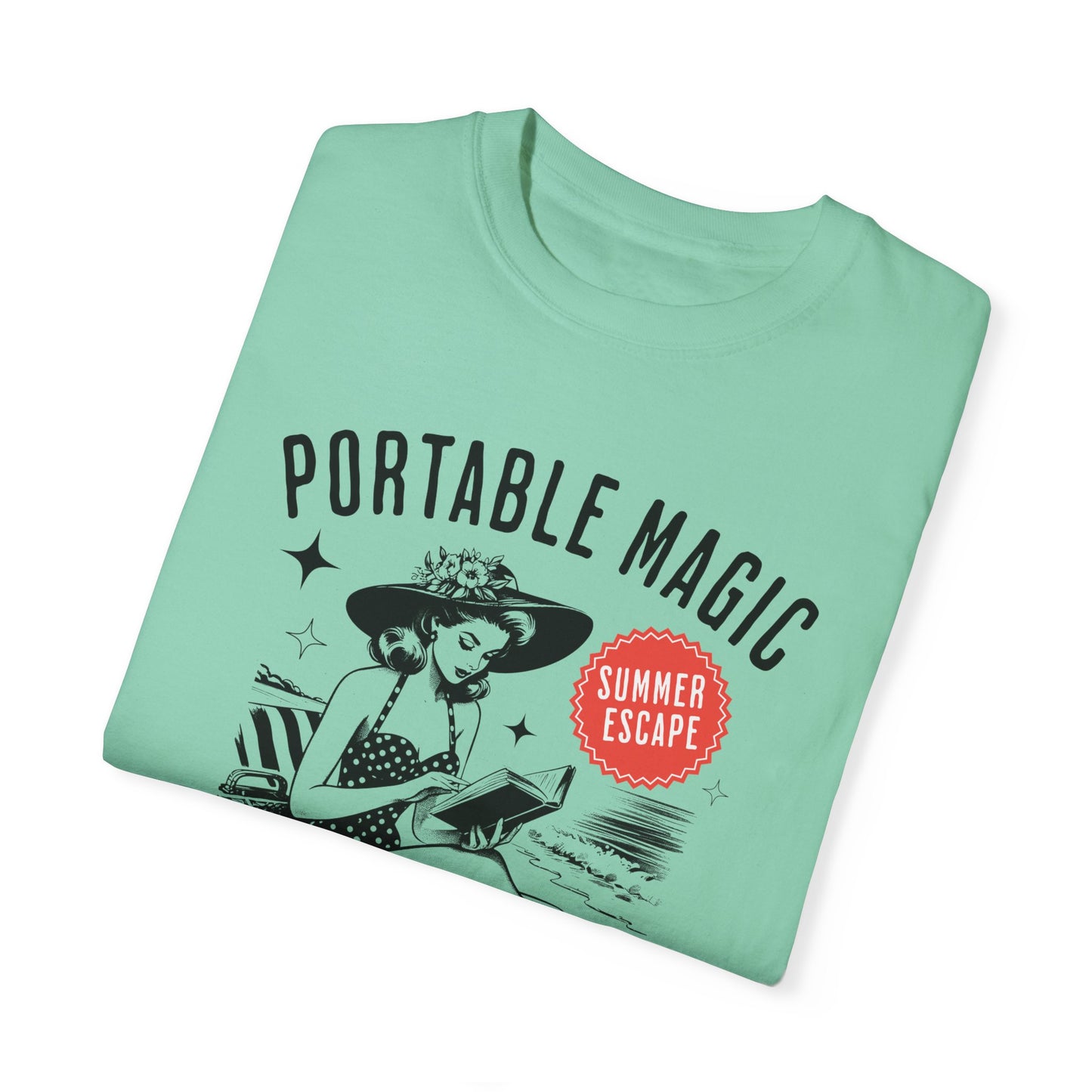 Portable Magic Book TShirt Retro Book Girl Summer Shirt Reader Lover Beach Bookish Gift For Vacation Romance Fantasy Reader Book Club Gifts T-Shirt Printify