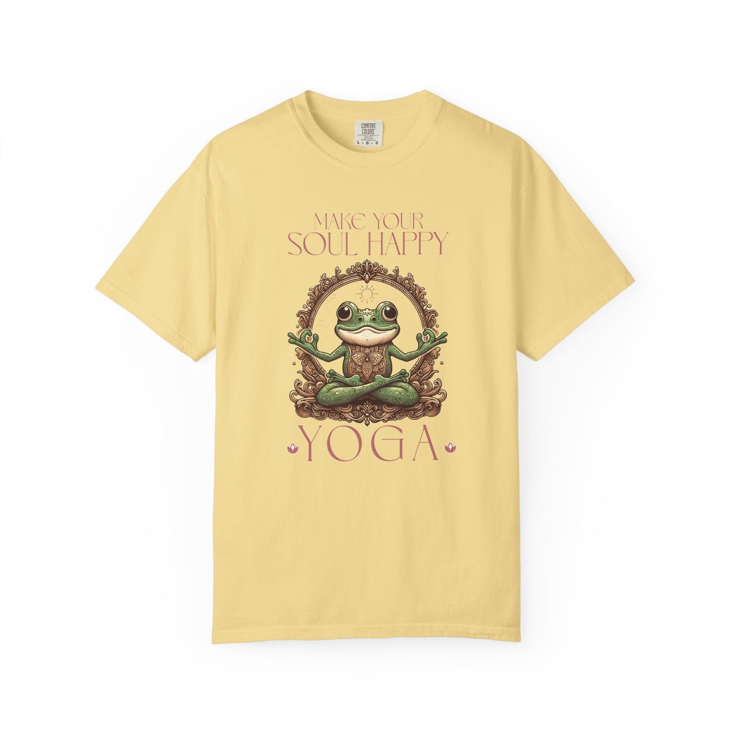 Pink Yoga Frog Make Your Soul Happy Unisex T-Shirt, Casual Wear, Highlander Fan Gift, T-Shirt Printify Butter S