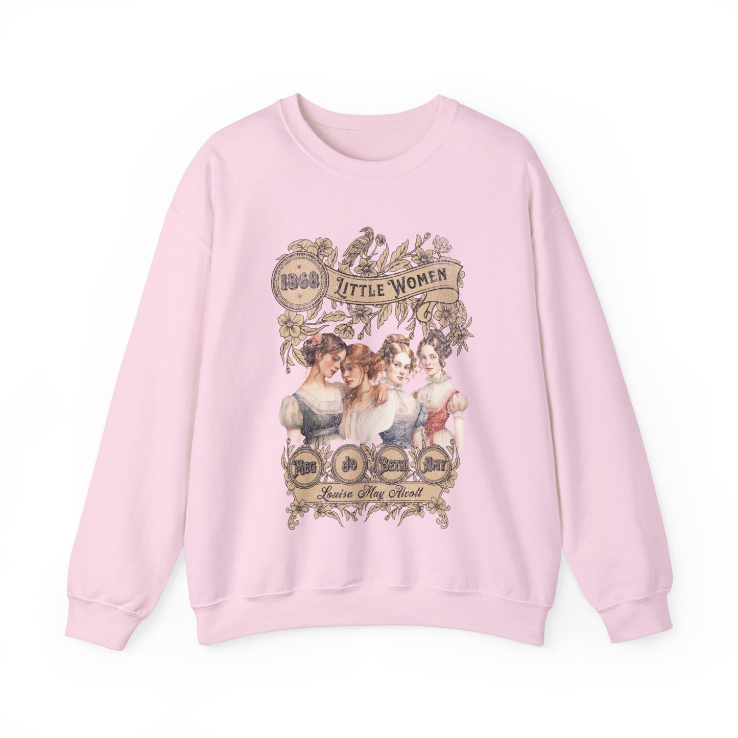 Little Women Sweatshirt, Louisa May Alcott Historical Romance Sweater, Bookish Literary Fan Art Gift, Gift for Her, Bookclub Crewneck Shirt Sweatshirt Printify S Light Pink