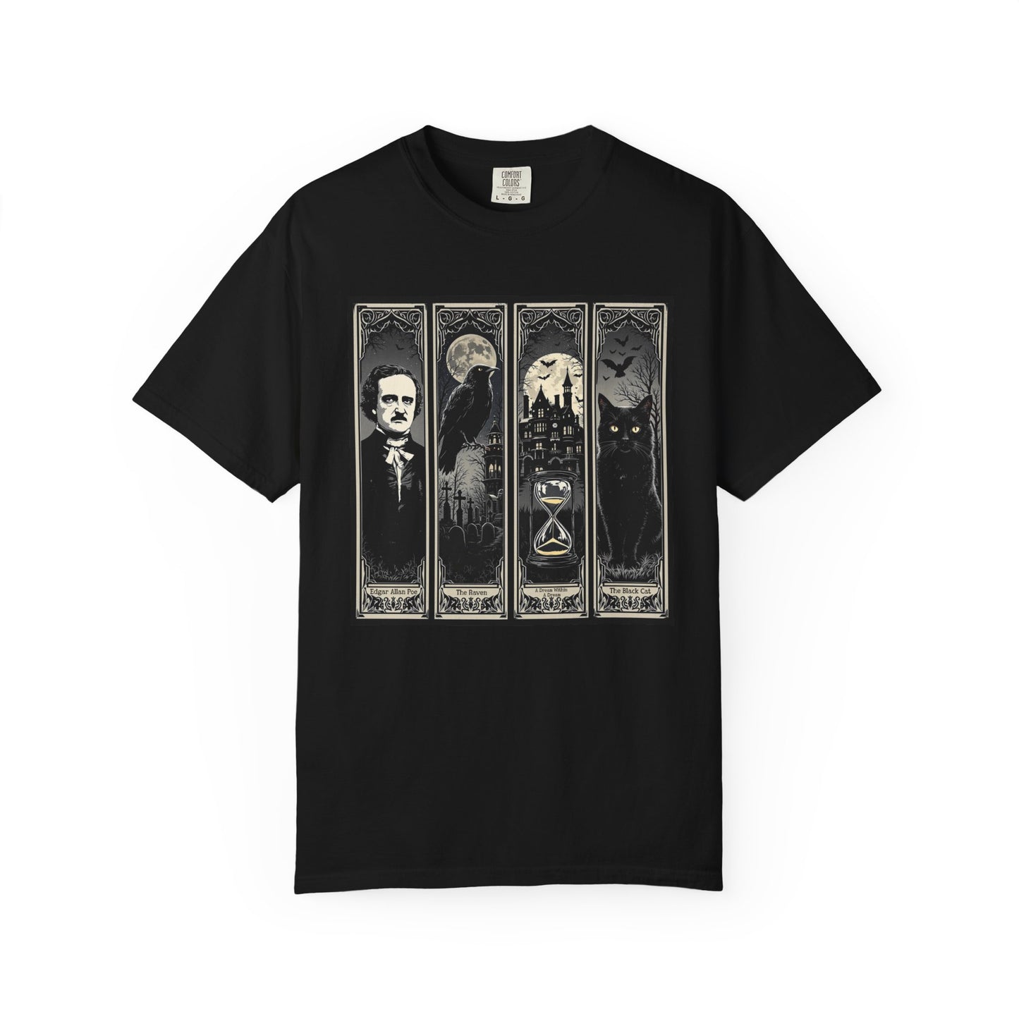Edgar Allan Poe T-Shirt Gothic Graphic Tee The Raven Nevermore Quote Horror Literature Shirt Dark Academia Aesthetic Halloween Party Gift T-Shirt Printify Black S