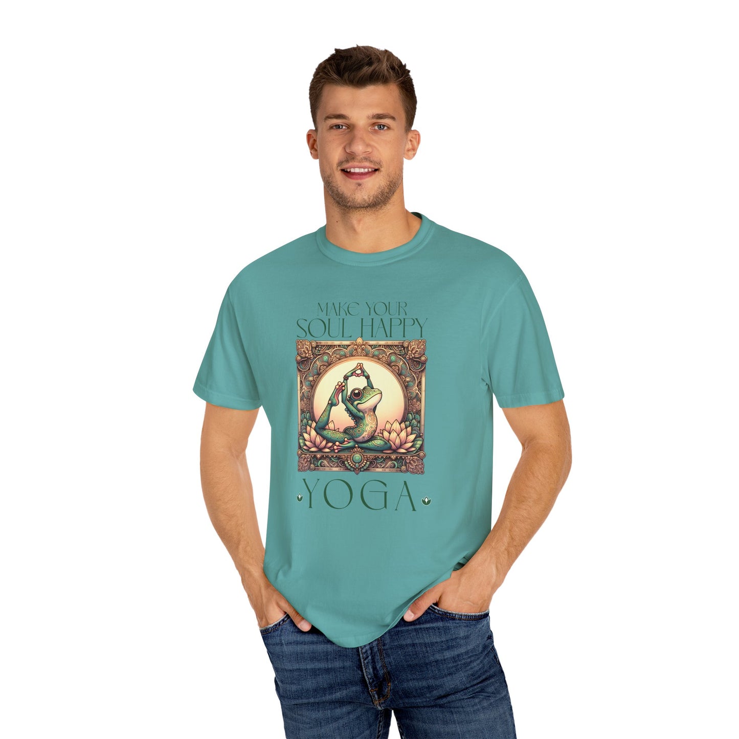 Green Yoga Frog Make Your Soul Happy Unisex T-Shirt, Casual Wear, Highlander Fan Gift,