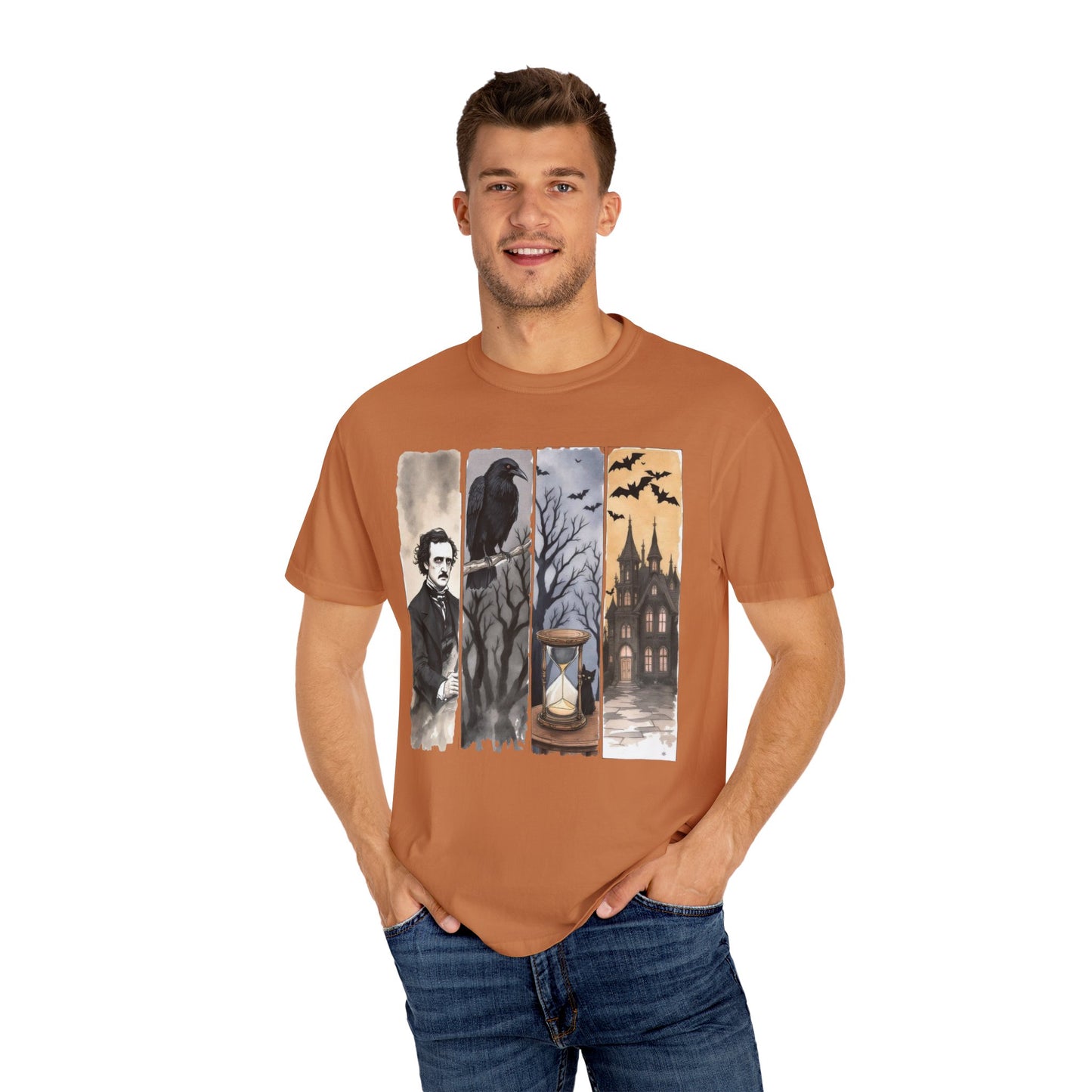 Edgar Allan Poe T-Shirt Gothic Graphic Tee The Raven Nevermore Quote Horror Literature Shirt Dark Academia Aesthetic Halloween Party Gift T-Shirt Printify