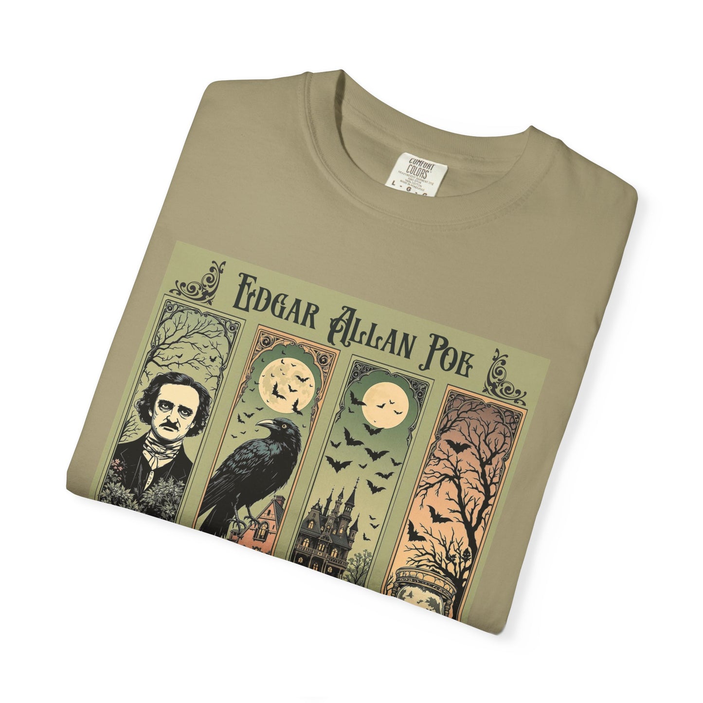 Edgar Allan Poe T-Shirt Gothic Graphic Tee The Raven Nevermore Quote Horror Literature Shirt Dark Academia Aesthetic Halloween Party Gift