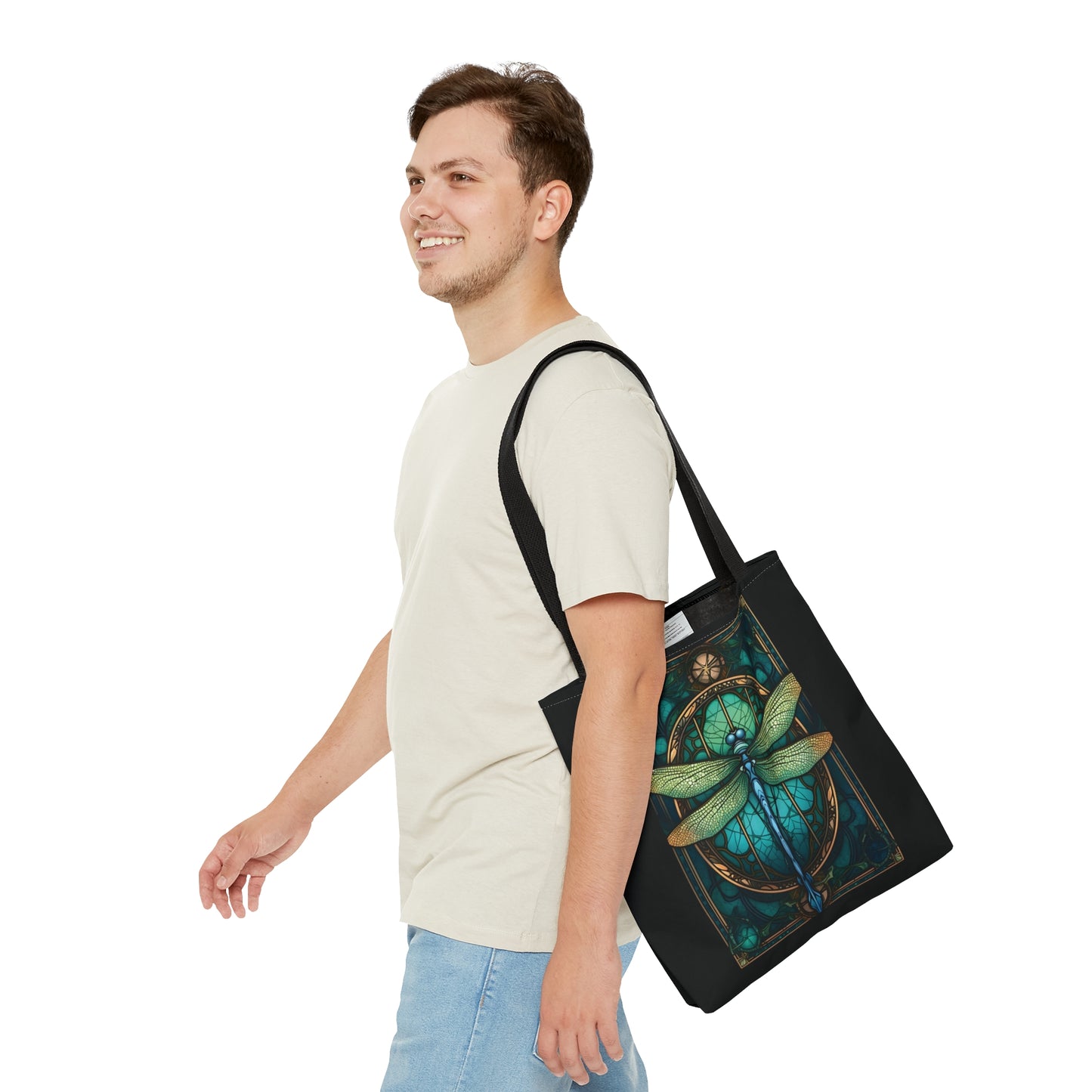 Stained Glass Dragonfly Tote Bag, Pretty Tarot Card Shoulder Bag, Book, Library, Grocery, Travel Bag, Dark Academia, Bookish Bookclub Gift, Bags Printify