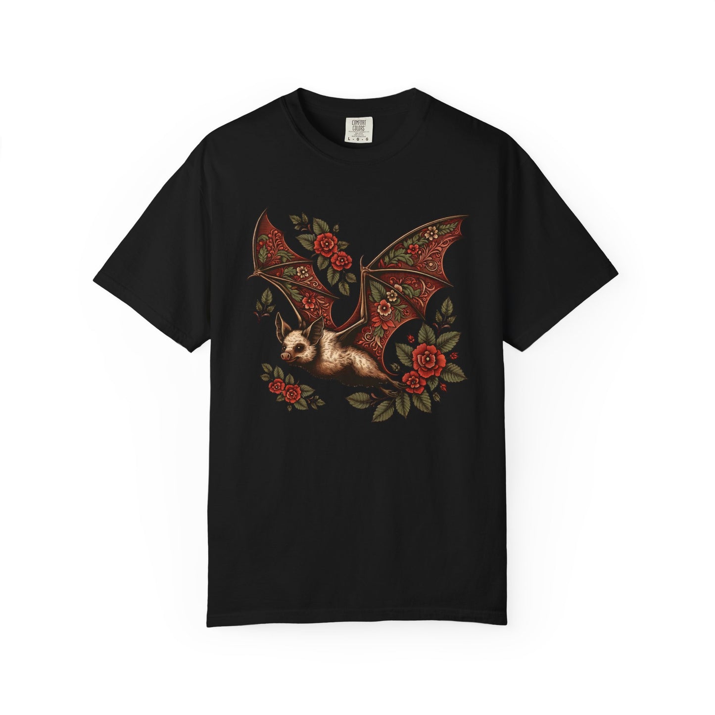 Vintage Bat TShirt Autumn Fall Style Bat Shirt For Halloween Party Spooky Vibes Witchy Dark Academia Comfort Colors Unisex Oversized Shirt T-Shirt Printify Black S