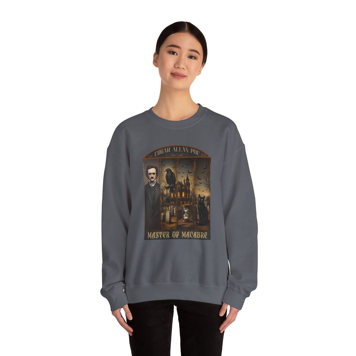 Edgar Allan Poe Sweatshirt The Raven Nevermore Gothic Horror Sweater Dark Academia Macabre Halloween Gift for Book Lovers Birthday Christmas