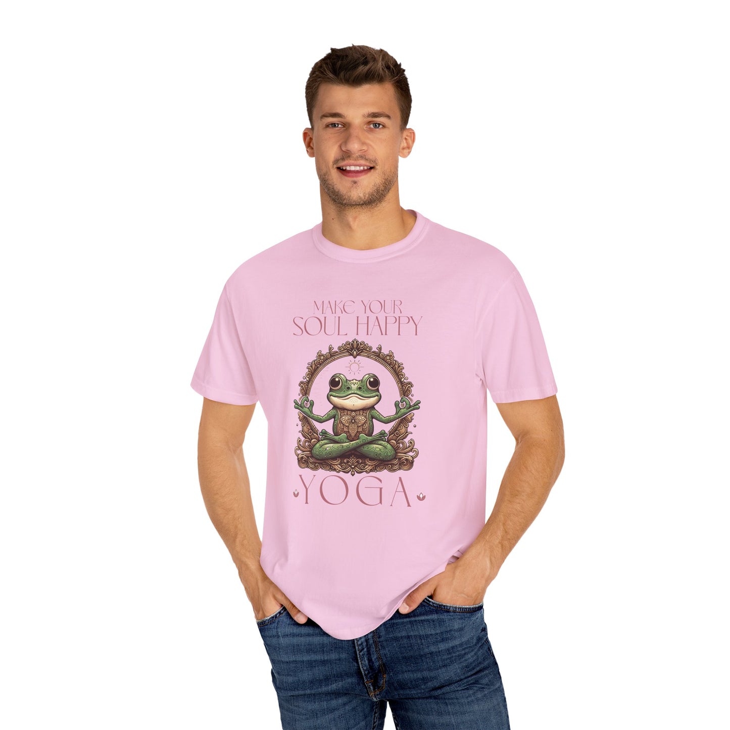 Pink Yoga Frog Make Your Soul Happy Unisex T-Shirt, Casual Wear, Highlander Fan Gift,