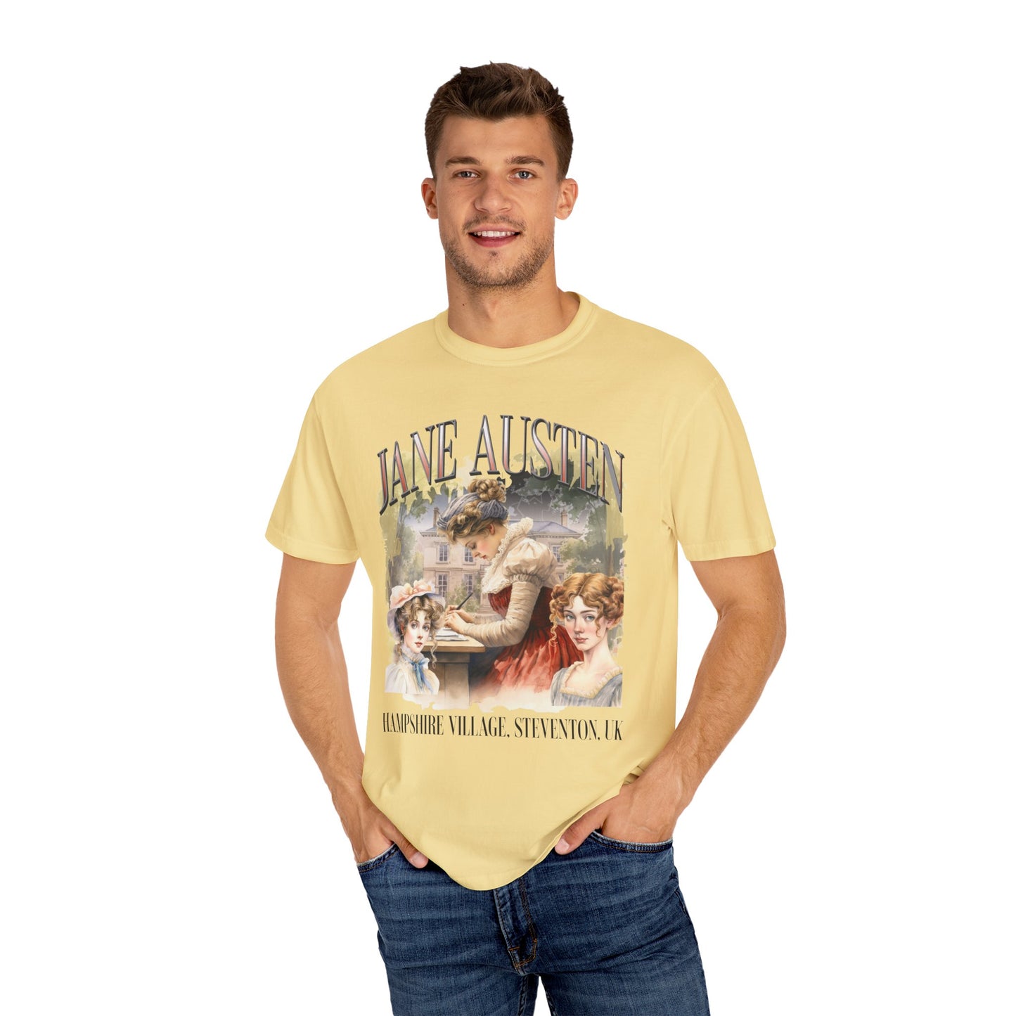 Retro Jane Austen Unisex Garment-Dyed T-shirt T-Shirt Printify