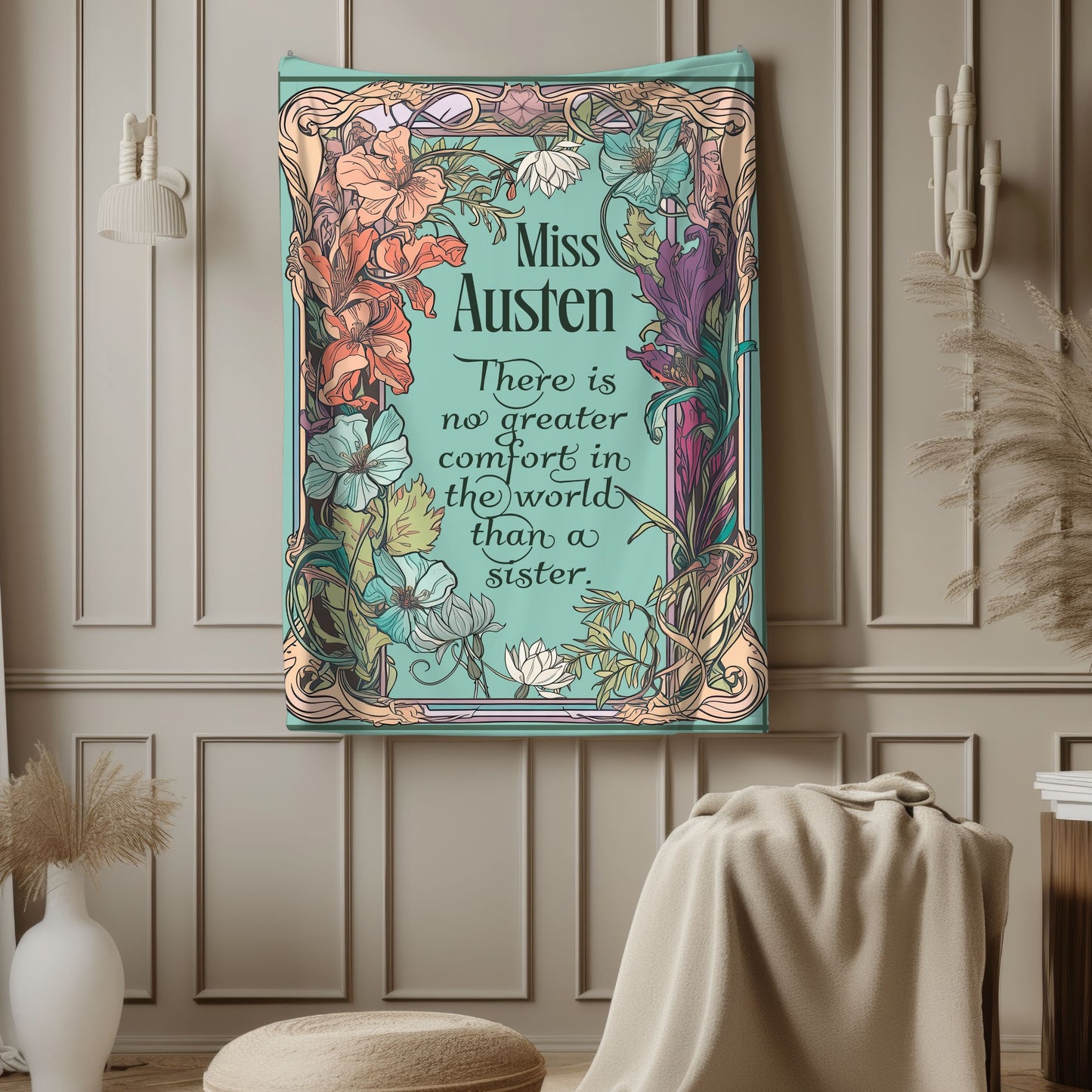 Jane Austen Quote Cozy Literary Velveteen Blanket - Perfect for Book Lovers, Gifts for Sisters, Home Decor, Reading Nook, Cozy Nights All Over Prints Printify