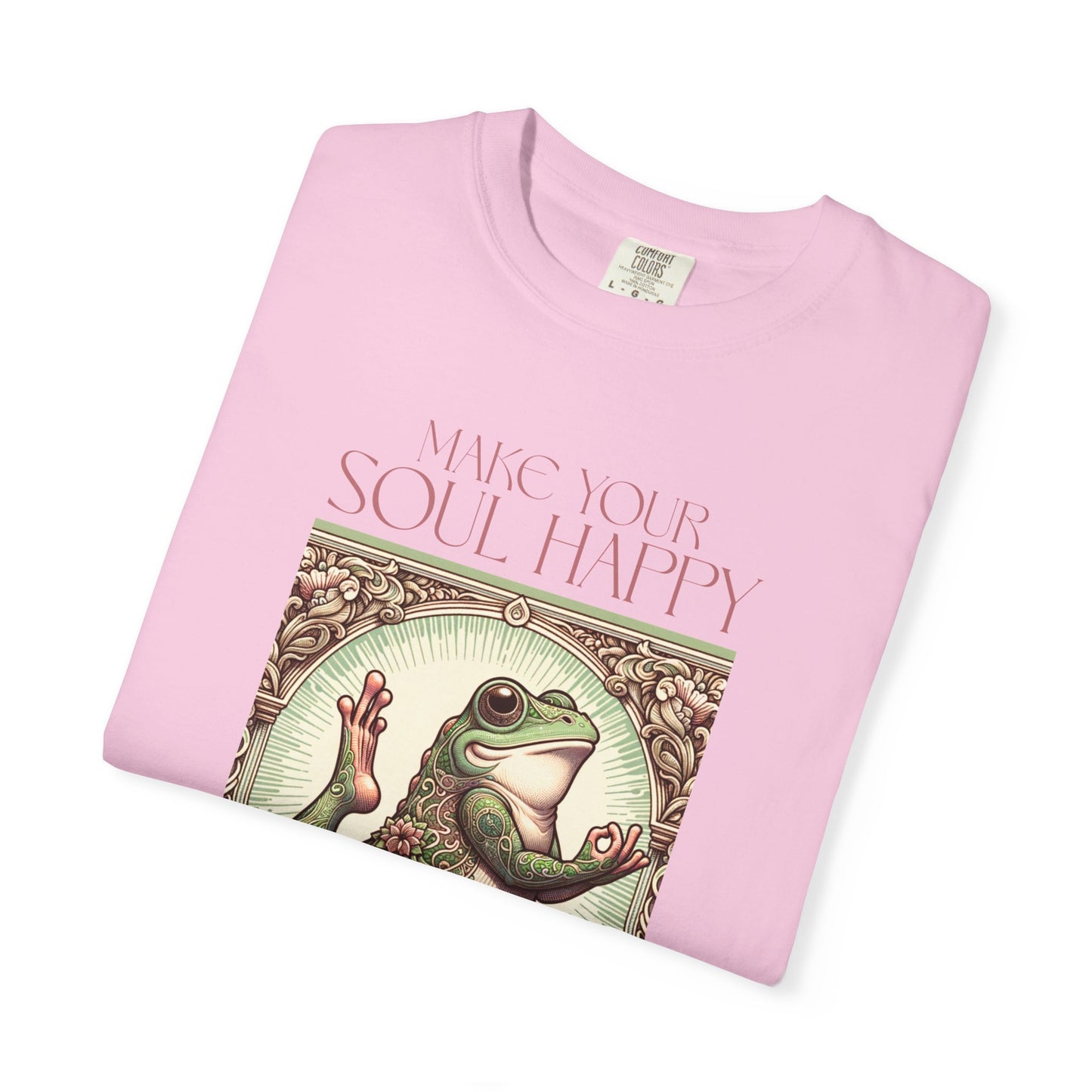Yoga Frog Make Your Soul Happy Pink Unisex T-Shirt, Casual Wear, Highlander Fan Gift, Comfortable Graphic Tee