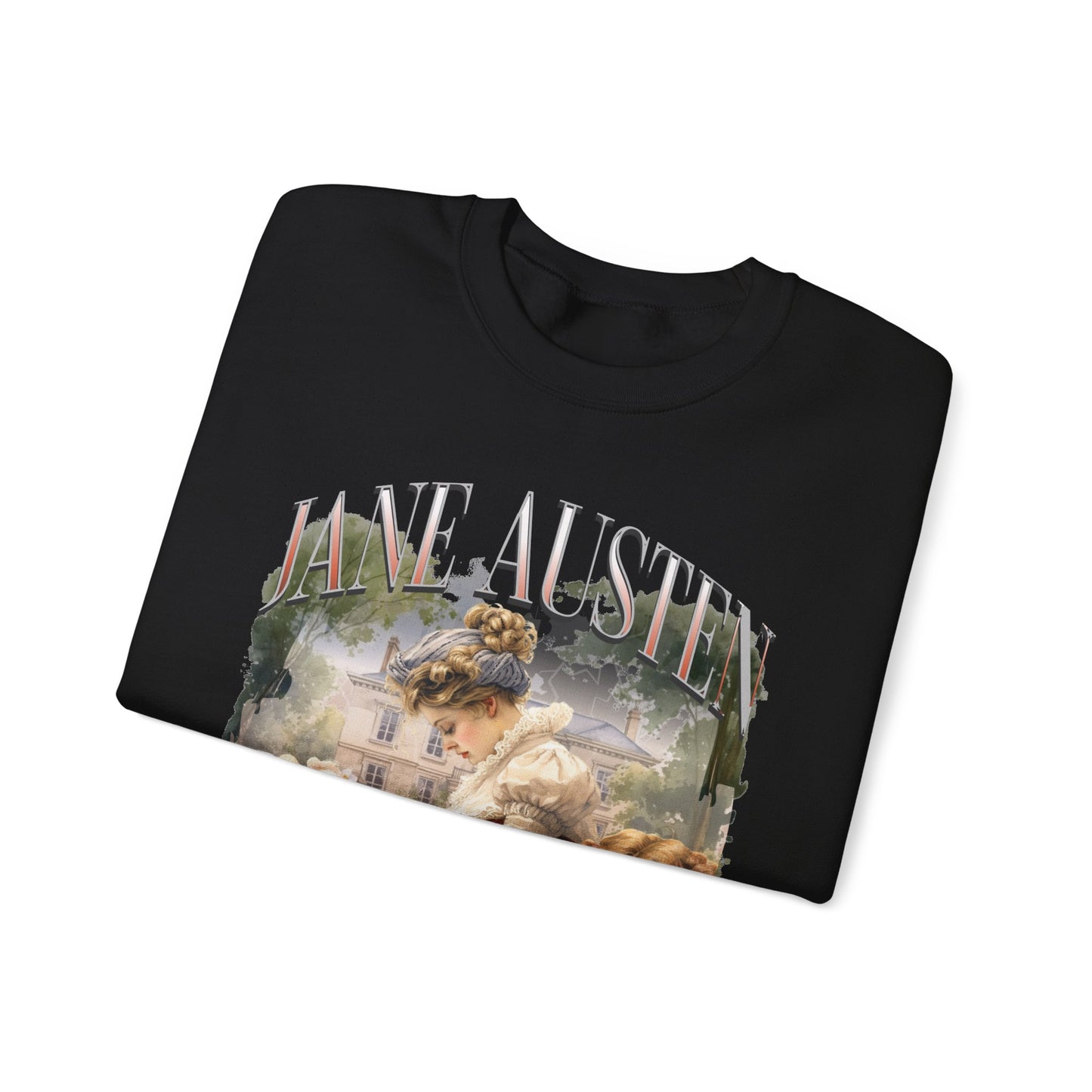Retro Jane Austen Unisex Heavy Blend™ Crewneck Sweatshirt Sweatshirt Printify