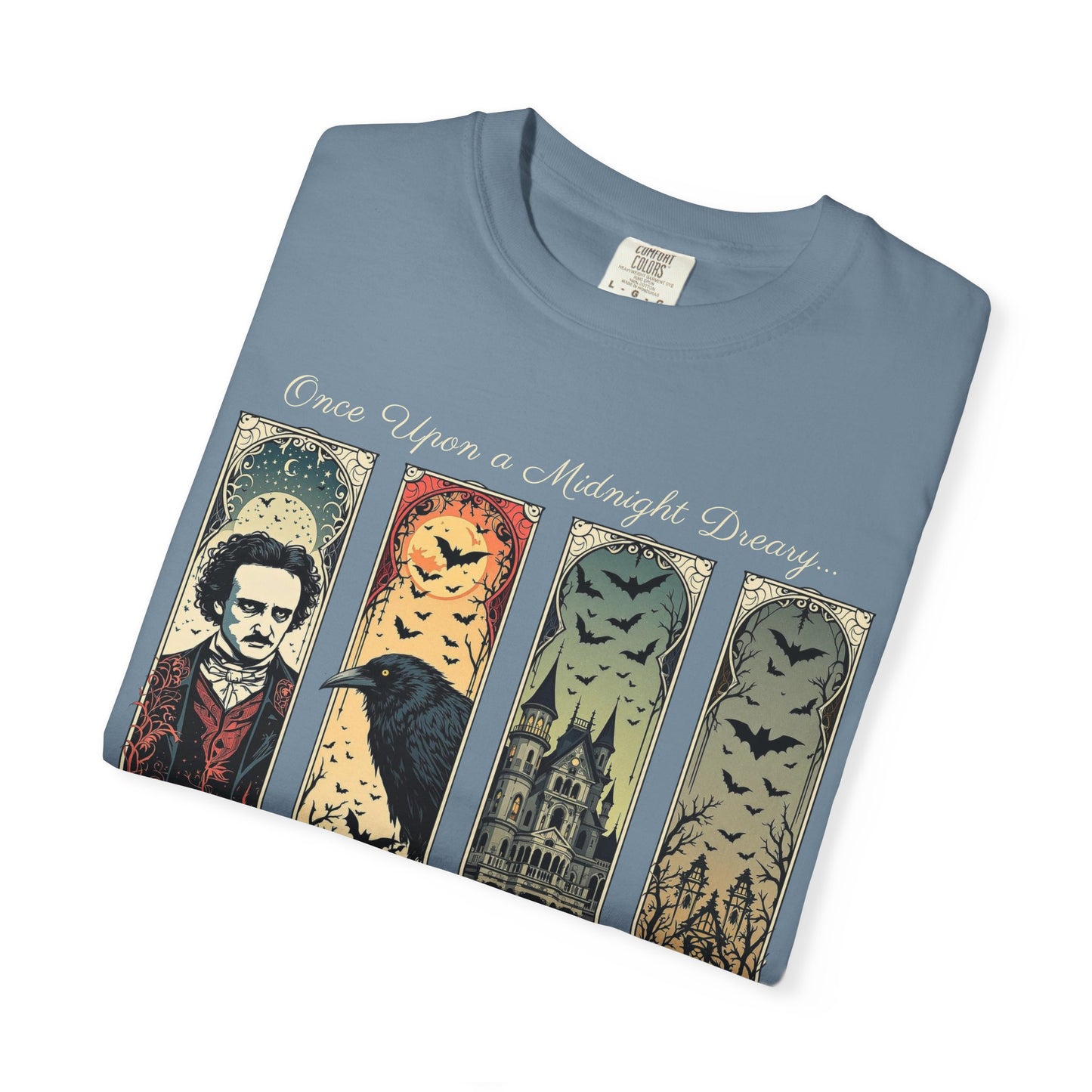 Edgar Allan Poe T-Shirt Gothic Graphic Tee The Raven Nevermore Quote Horror Literature Shirt Dark Academia Aesthetic Halloween Party Gift