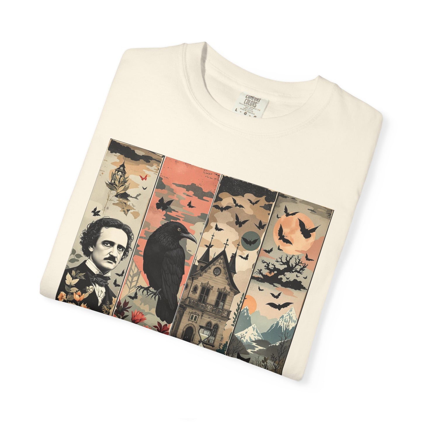 Edgar Allan Poe T-Shirt Gothic Graphic Tee The Raven Nevermore Quote Horror Literature Shirt Dark Academia Aesthetic Halloween Party Gift T-Shirt Printify