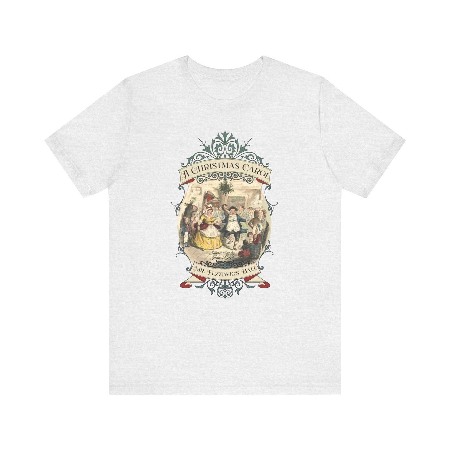 A Christmas Carol TShirt, Vintage Charles Dickens Victorian, Scrooge Fezziwig's Ball, Holiday Tradition X-Mas Movie T-shirt Bookish Christmas T-Shirt Printify Ash XS
