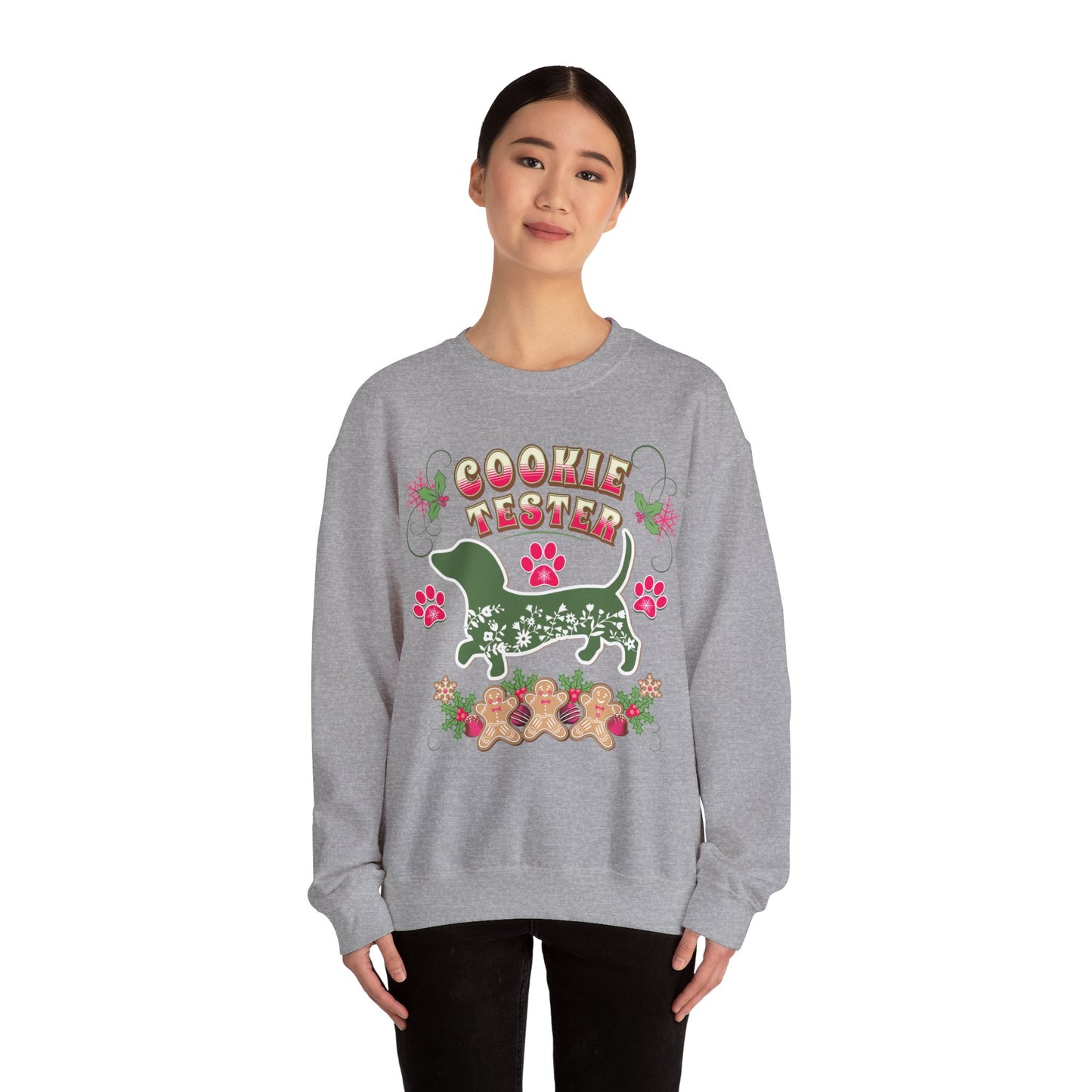 Christmas Dachshund Lover Baking Sweatshirt, Doxie Cookie Tester XMas T-Shirt, Dog Lover Shirt, Matching Family Christmas Cookie Baking Gift Sweatshirt Printify