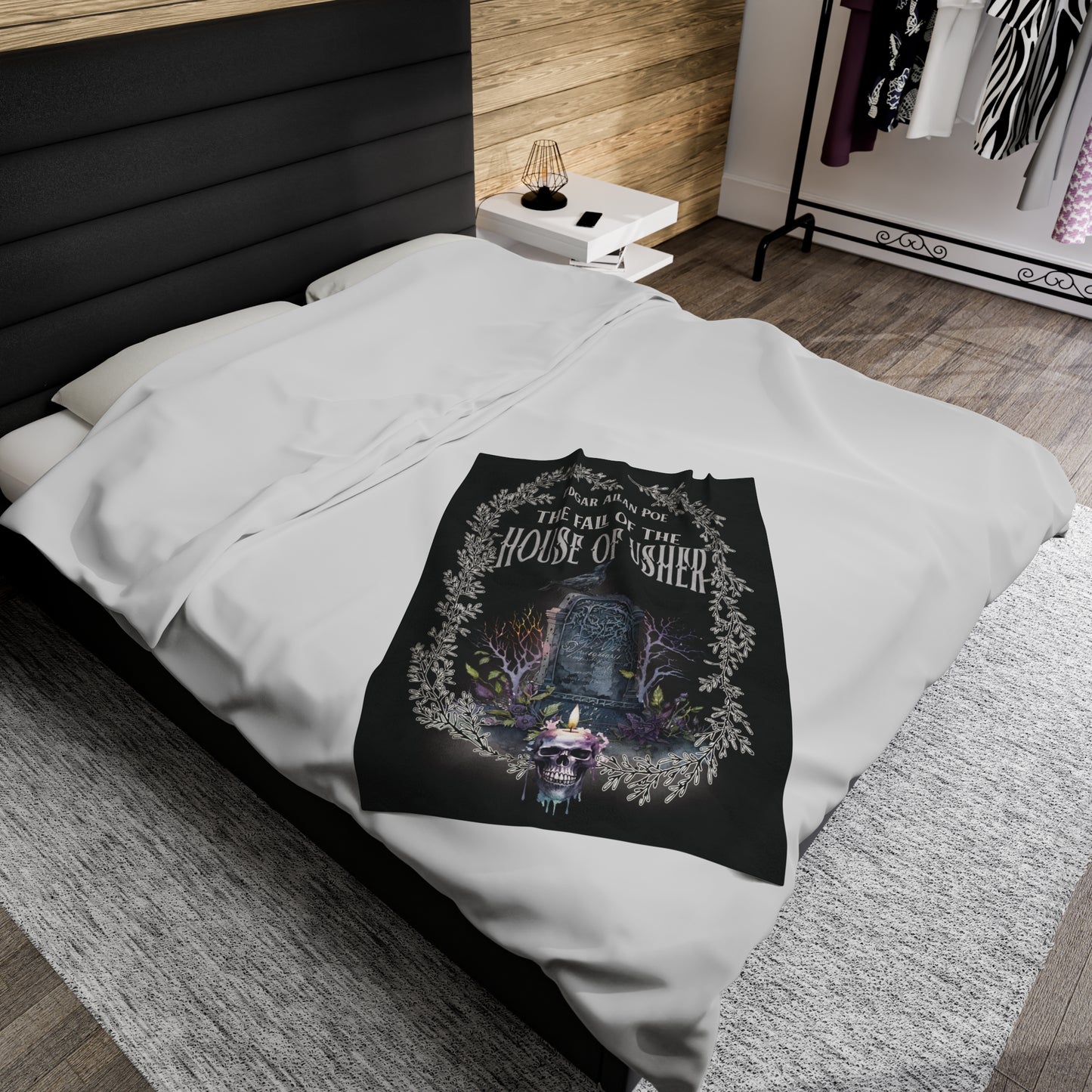 Edgar Allan Poe, The Fall Of The House Of Usher Throw Blanket, Book Lover Reading Blanket, Gothic Dark Academia, Horror Movie Watching Plush All Over Prints Printify