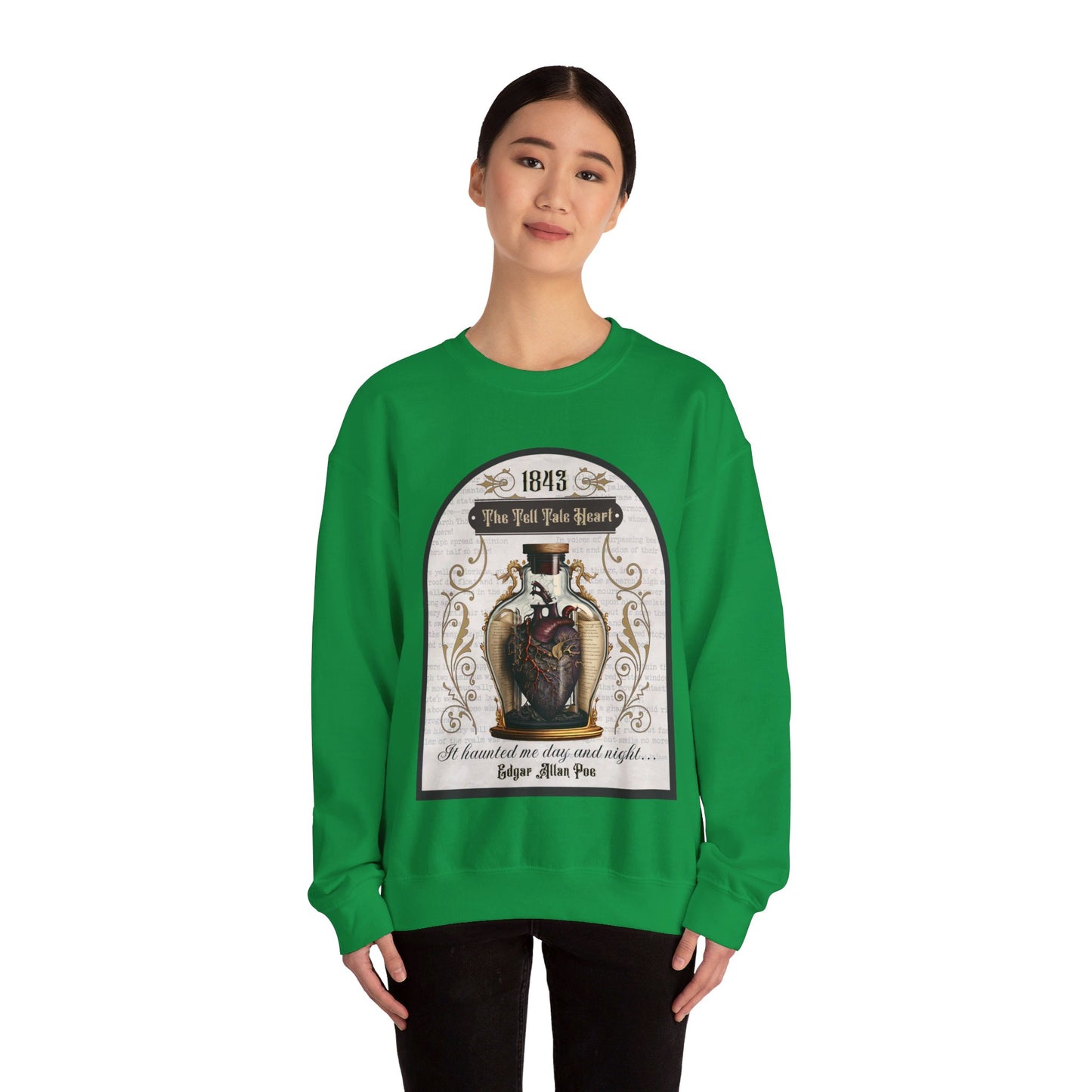 Edgar Allan Poe, The Tell Tale Heart Sweatshirt, Book Lover, Halloween, Haunting Gothic Gift, Light, Dark Academia, Horror Movie Sweater Sweatshirt Printify