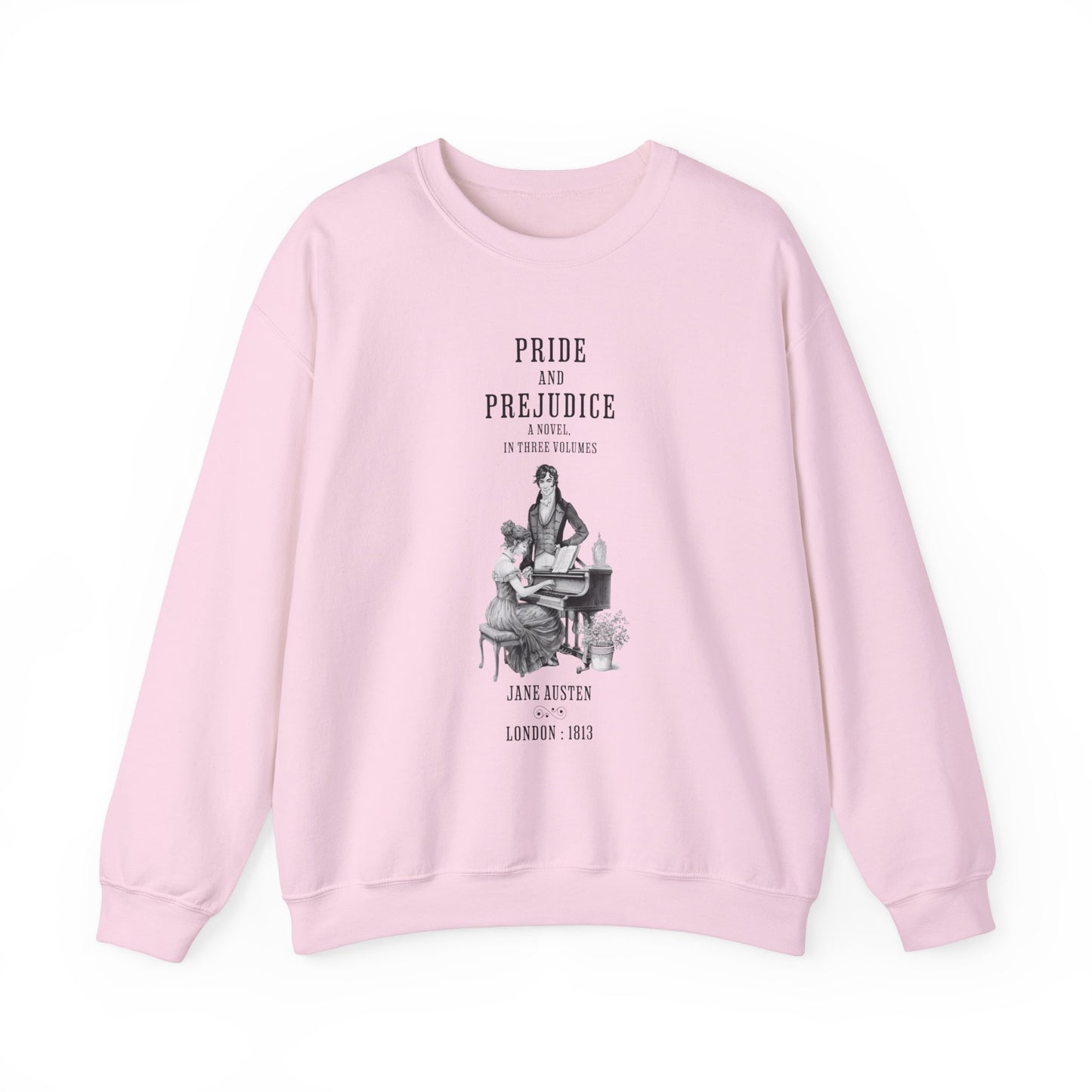 Jane Austen Sweatshirt, Pride & Prejudice Historical Romance Sweater, Bookish Literary Jane Austen Fan Art Gift for Her, Bookclub Shirt Sweatshirt Printify S Light Pink