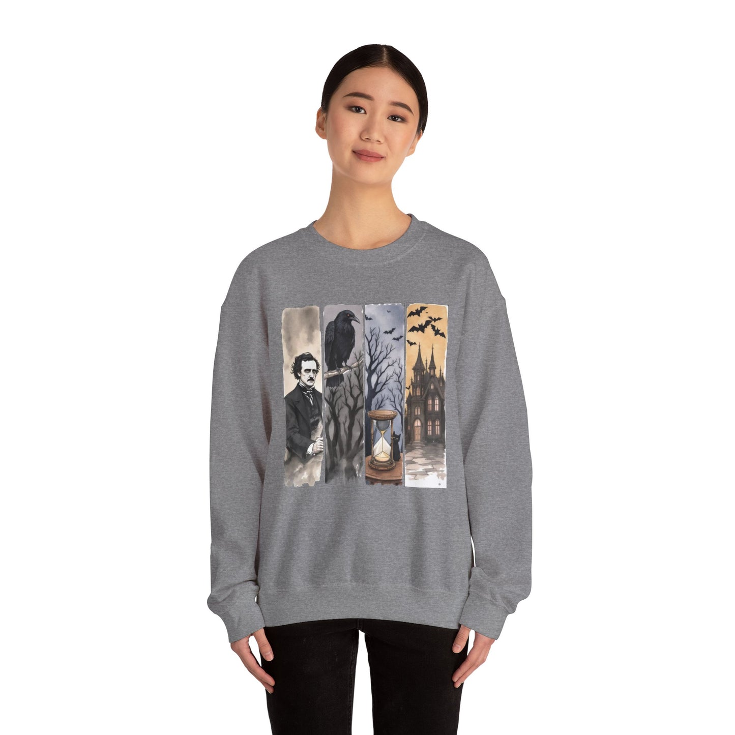 Edgar Allan Poe Sweatshirt The Raven Nevermore Gothic Horror Sweater Dark Academia Macabre Halloween Gift for Book Lovers Birthday Christmas