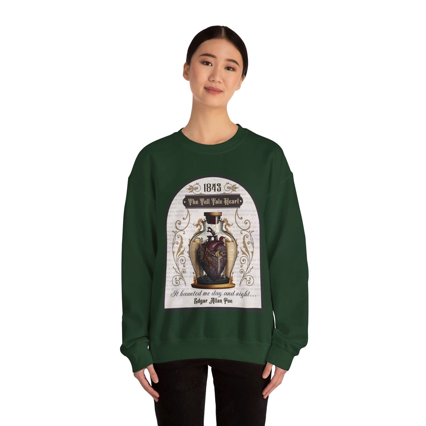 Edgar Allan Poe, The Tell Tale Heart Sweatshirt, Book Lover, Halloween, Haunting Gothic Gift, Light, Dark Academia, Horror Movie Sweater Sweatshirt Printify
