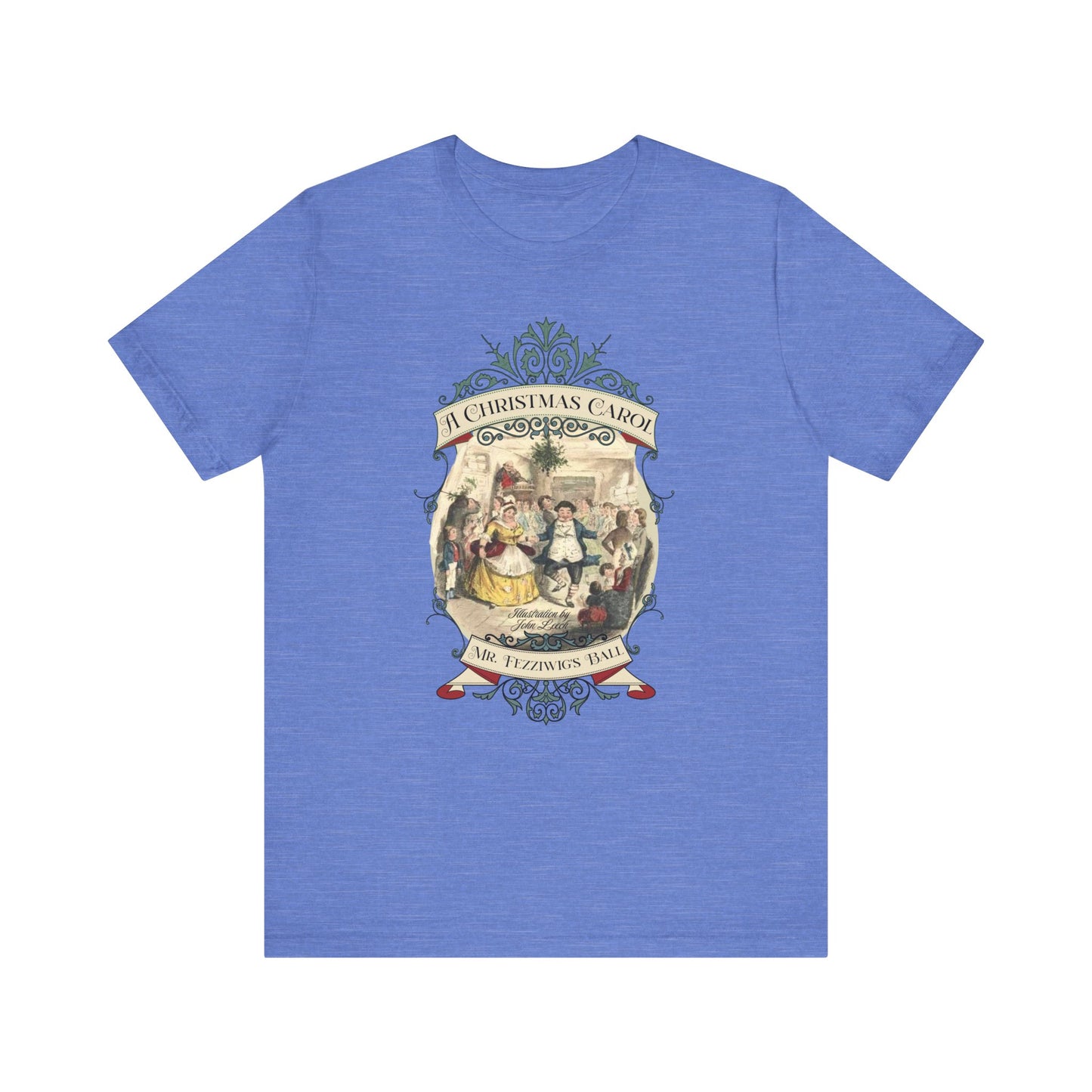 A Christmas Carol TShirt, Vintage Charles Dickens Victorian, Scrooge Fezziwig's Ball, Holiday Tradition X-Mas Movie T-shirt Bookish Christmas T-Shirt Printify Heather Columbia Blue XS