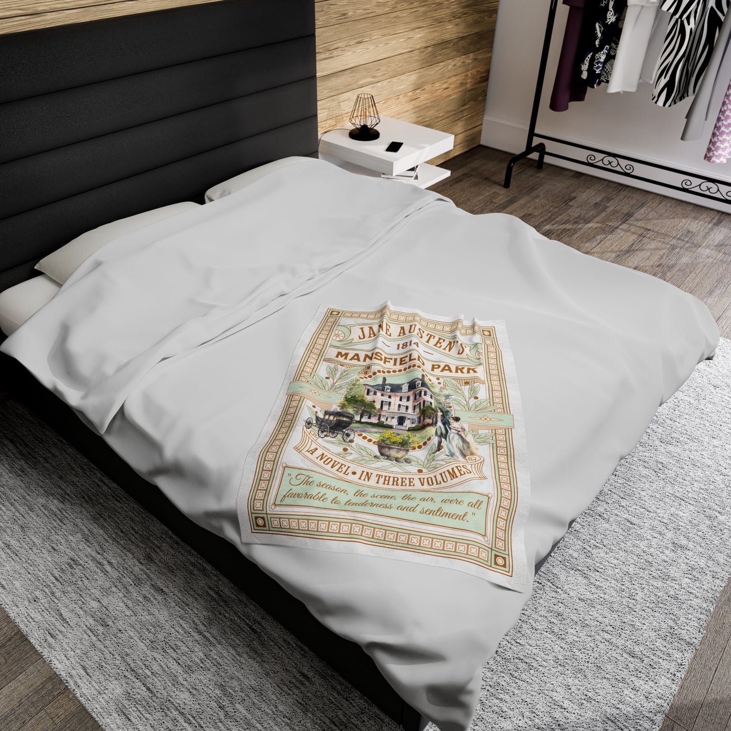 Jane Austen Plush Throw Blanket, Mansfield Park Historical Romance Gift, Bookish Literary Jane Austen Fan Art Gift, Gift for Her, Bookclub All Over Prints Printify