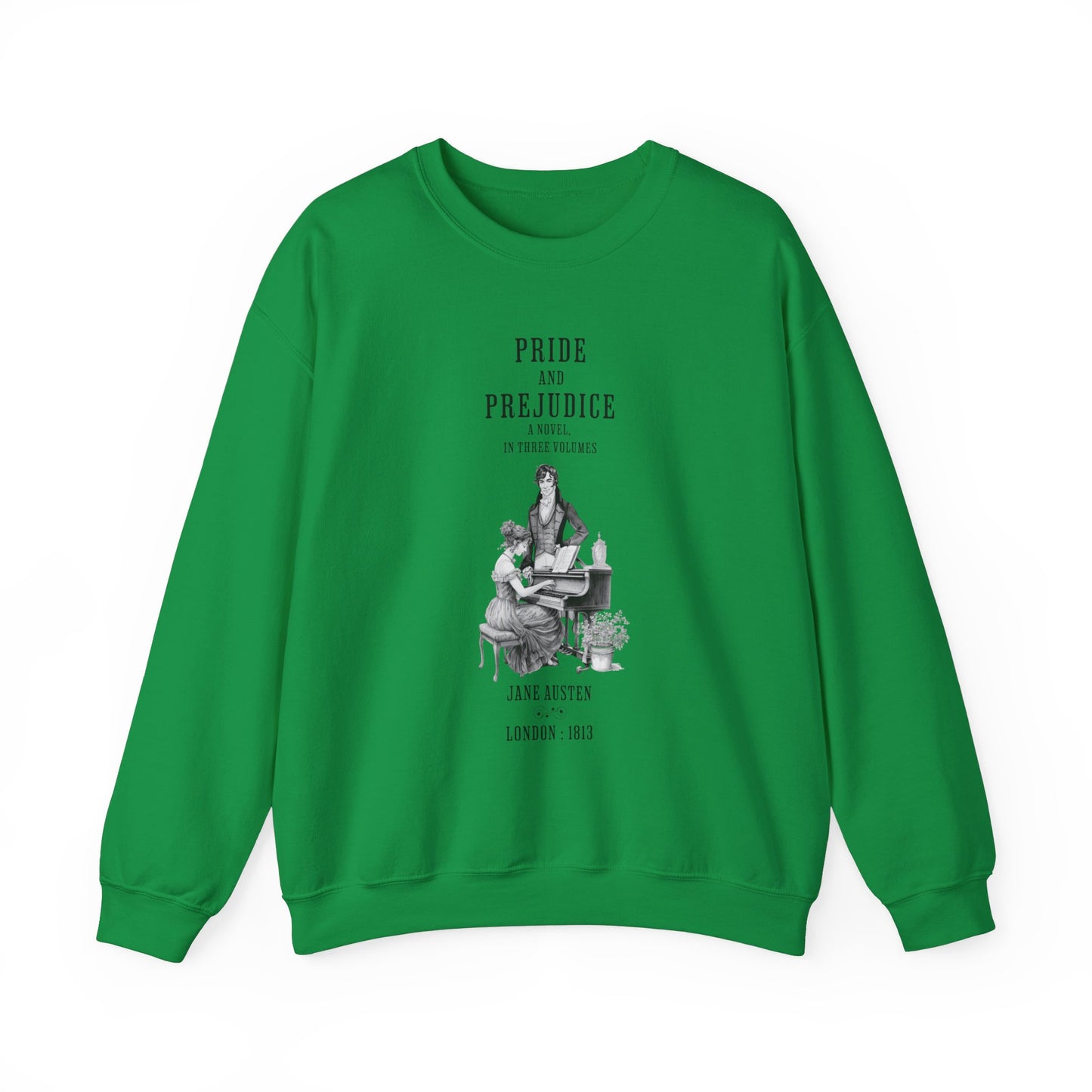 Jane Austen Sweatshirt, Pride & Prejudice Historical Romance Sweater, Bookish Literary Jane Austen Fan Art Gift for Her, Bookclub Shirt Sweatshirt Printify S Irish Green
