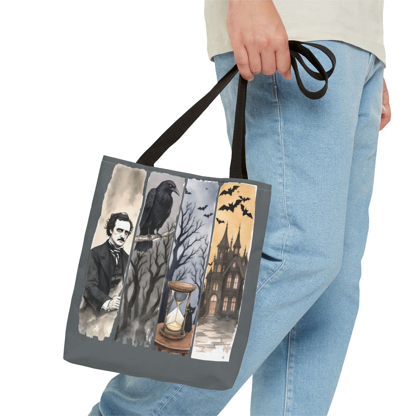 Edgar Allan Poe Tote Bag Gothic Literary Gift for Book Lover Dark Academia Macabre Accessory Halloween Tote Fall School Bag for Poetember Bags Printify