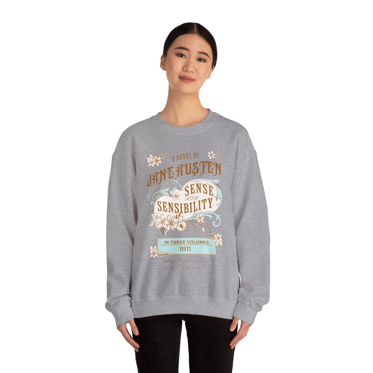 Jane Austen Sweatshirt, Sense & Sensibility Historical Romance Sweater, Bookish Literary Jane Austen Fan Art Gift, Gift for Her, Readers, Sweatshirt Printify
