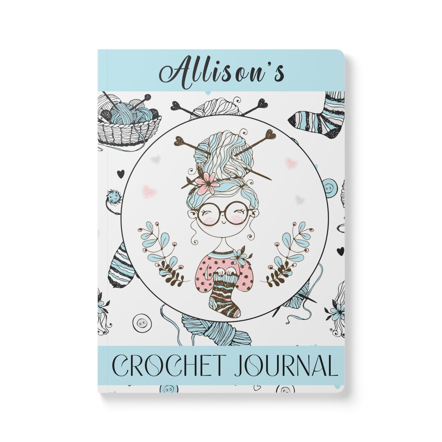 Custom Crochet Project Planner Crochet Tracker Crochet Journal Organize Hooks Yarn And Supplies Crochet Gift For Mom Birthday Crafter Gift Paper products Printify 100 pages (50 sheets) Ruled line 5.75" x 8"