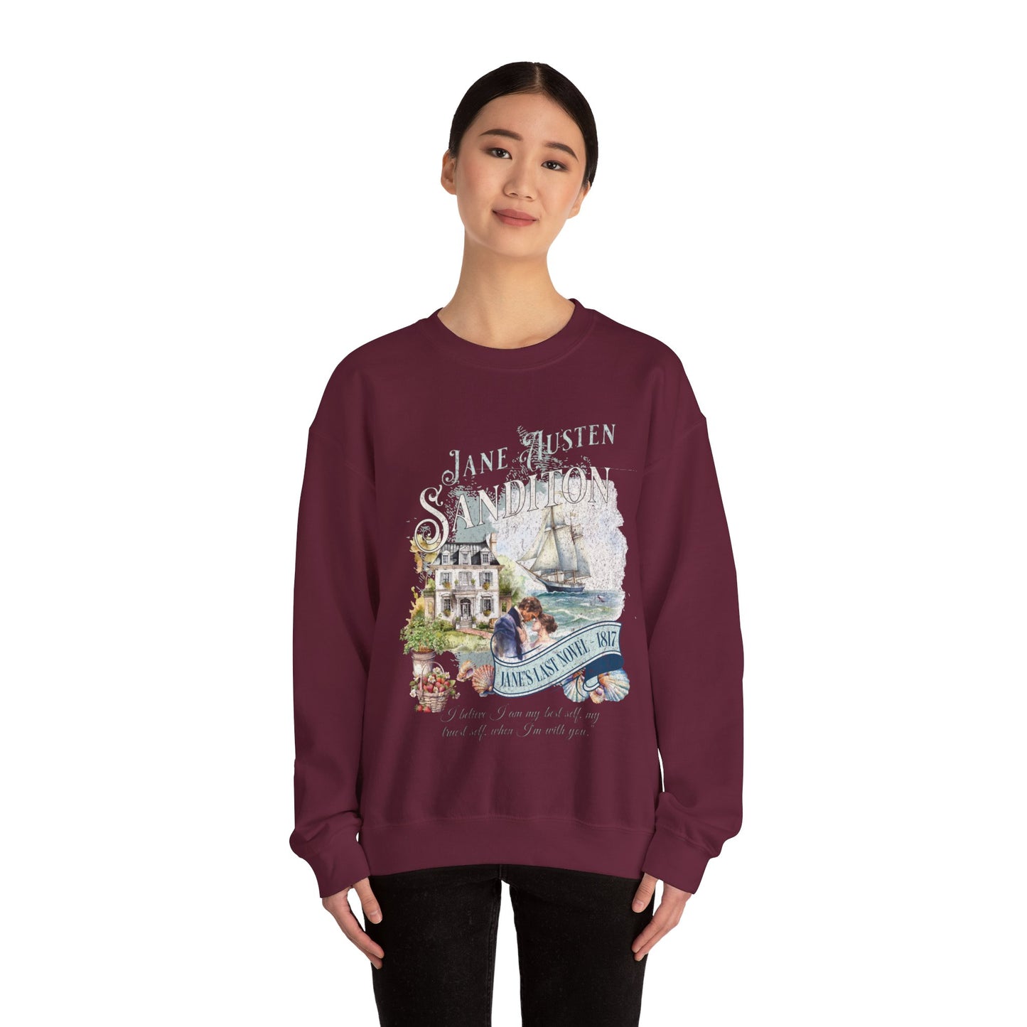 Jane Austen Sweatshirt, Sanditon Historical Romance, Bookish Literary Gift, Jane Austen Fan Art Shirt, Gift for Her, Gift for Readers, Sweatshirt Printify