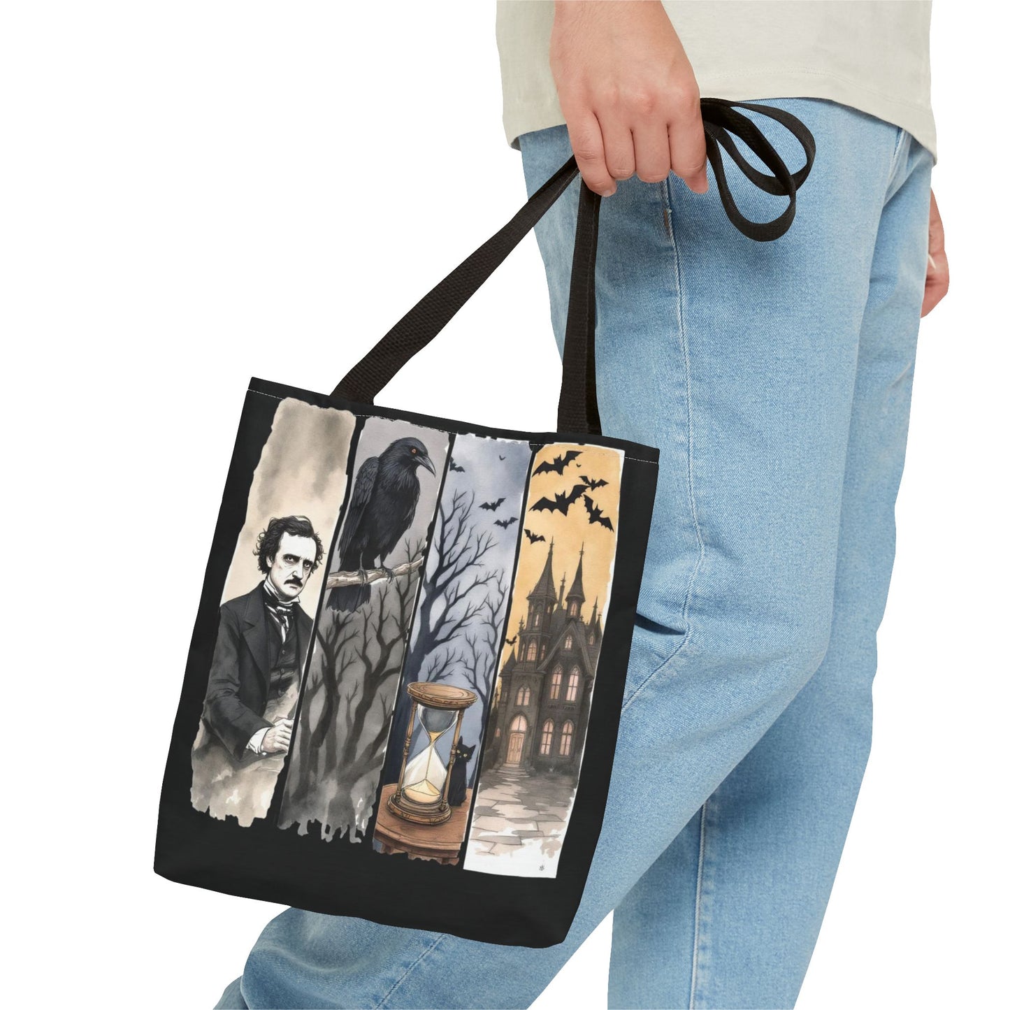Edgar Allan Poe Tote Bag Gothic Literary Gift for Book Lover Dark Academia Macabre Accessory Halloween Tote Fall School Bag for Poetember Bags Printify